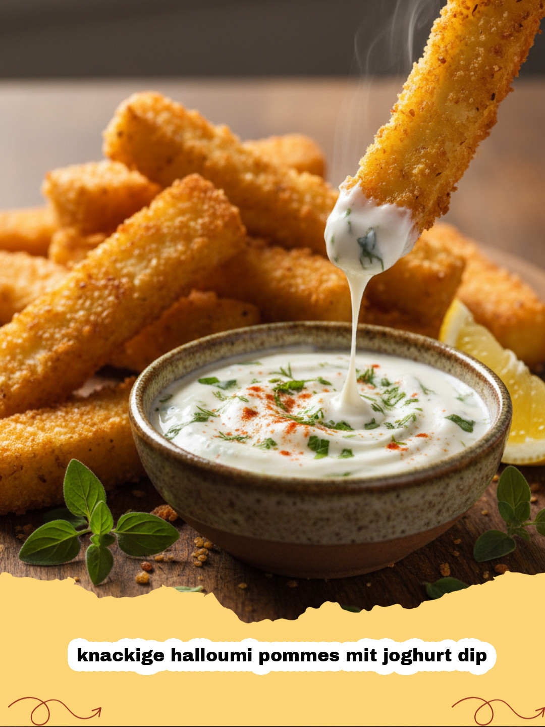 Knusprige Glückseligkeit: Dein Ultimatives Rezept für Knackige Halloumi Pommes mit Cremigem Joghurt Dip