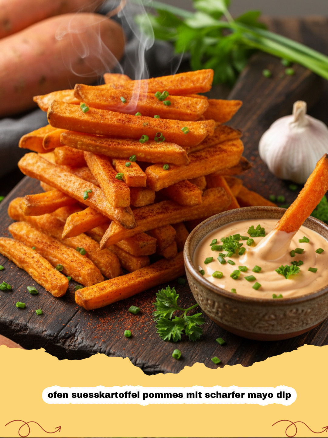 Knusprige Ofen Süßkartoffel Pommes mit scharfer Mayo Dip – Das ultimative Rezept