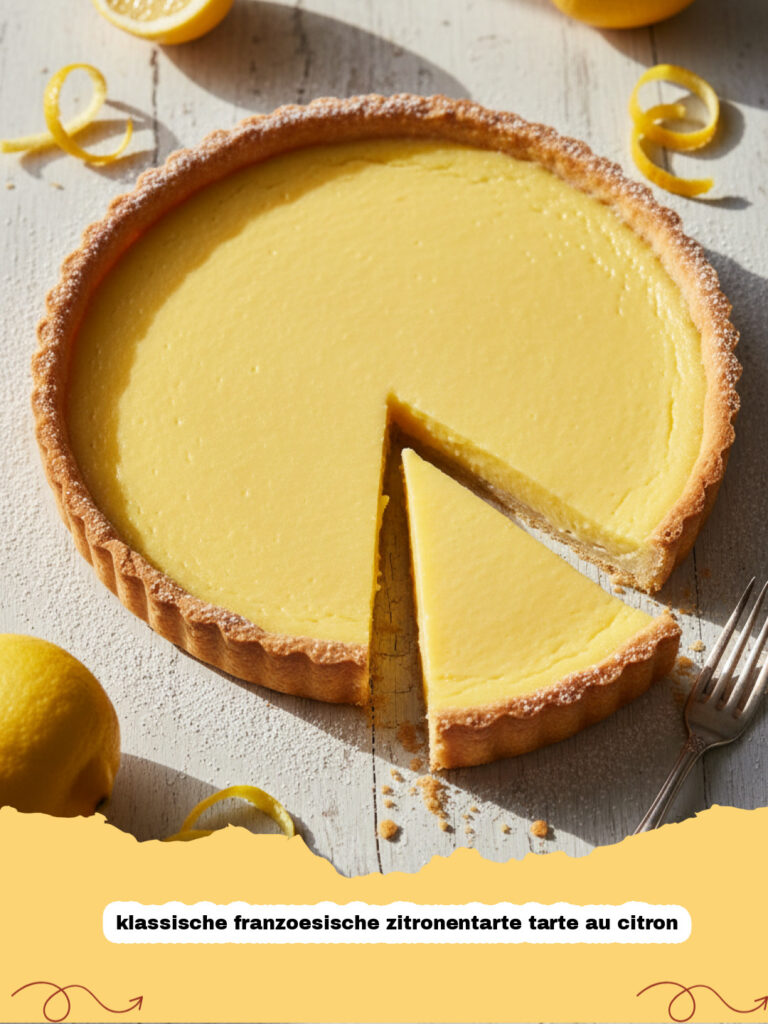 klassische franzoesische zitronentarte tarte au citron - Klassische französische Zitronentarte mit glänzender gelber Füllung