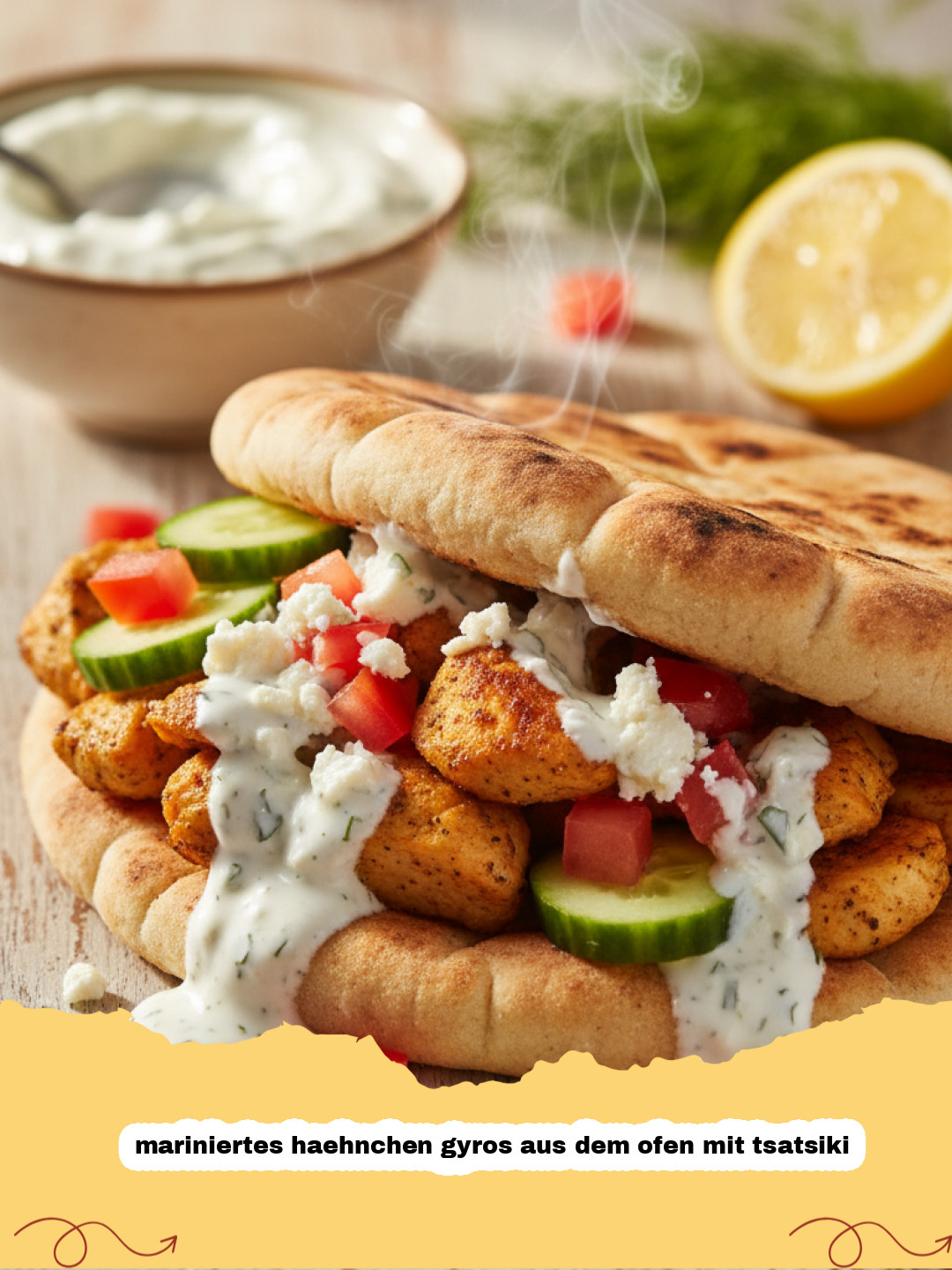 Urlaub für den Gaumen: Dein bestes mariniertes Hähnchen Gyros aus dem Ofen mit selbstgemachtem Tsatsiki