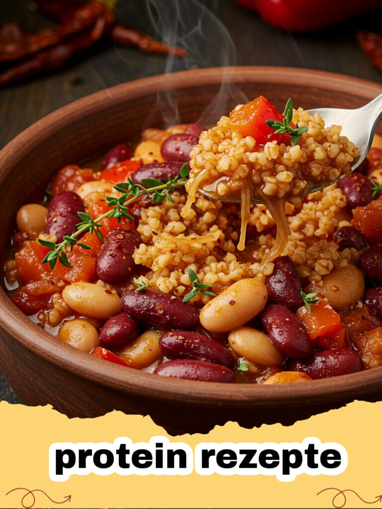 protein rezepte - Protein-Power-Bowl mit Quinoa, Hähnchen und Avocado in einer Keramikschüssel