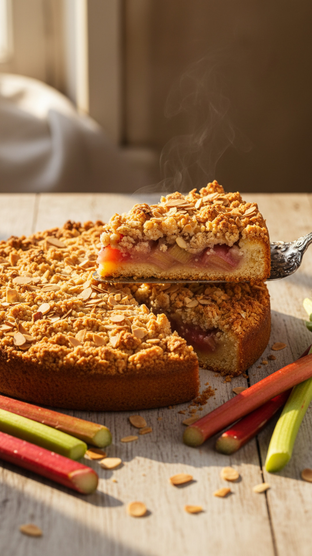 Rhabarber Streuselkuchen mit Mandelstreuseln Preparation