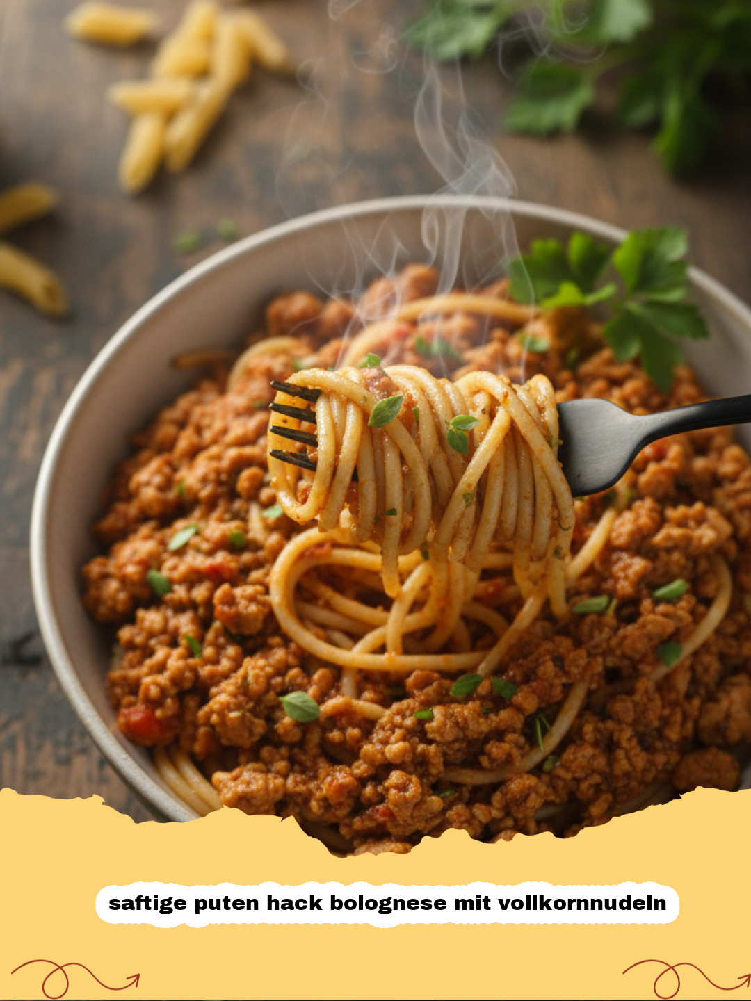 Saftige Puten-Hack-Bolognese mit Vollkornnudeln: Dein gesunder Feierabend-Hit!