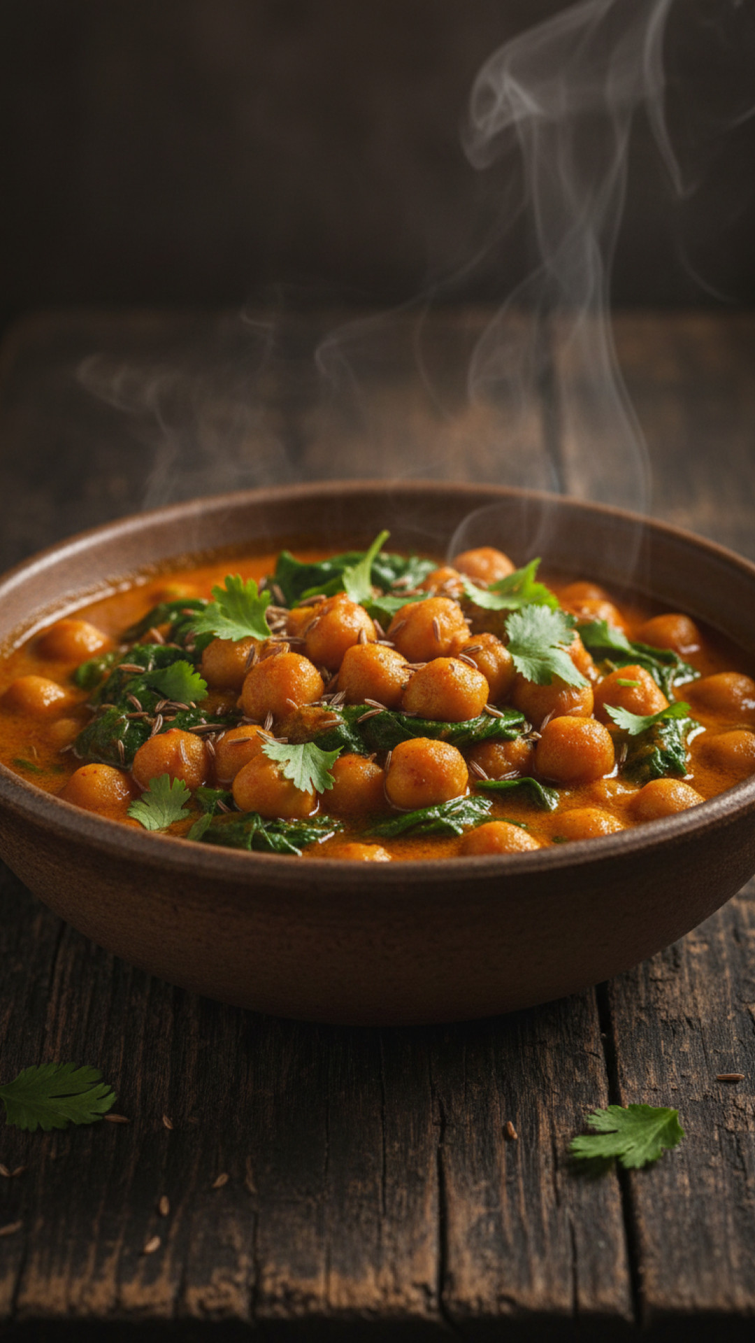 Scharfes Kichererbsen-Spinat-Curry mit Kokosmilch Preparation
