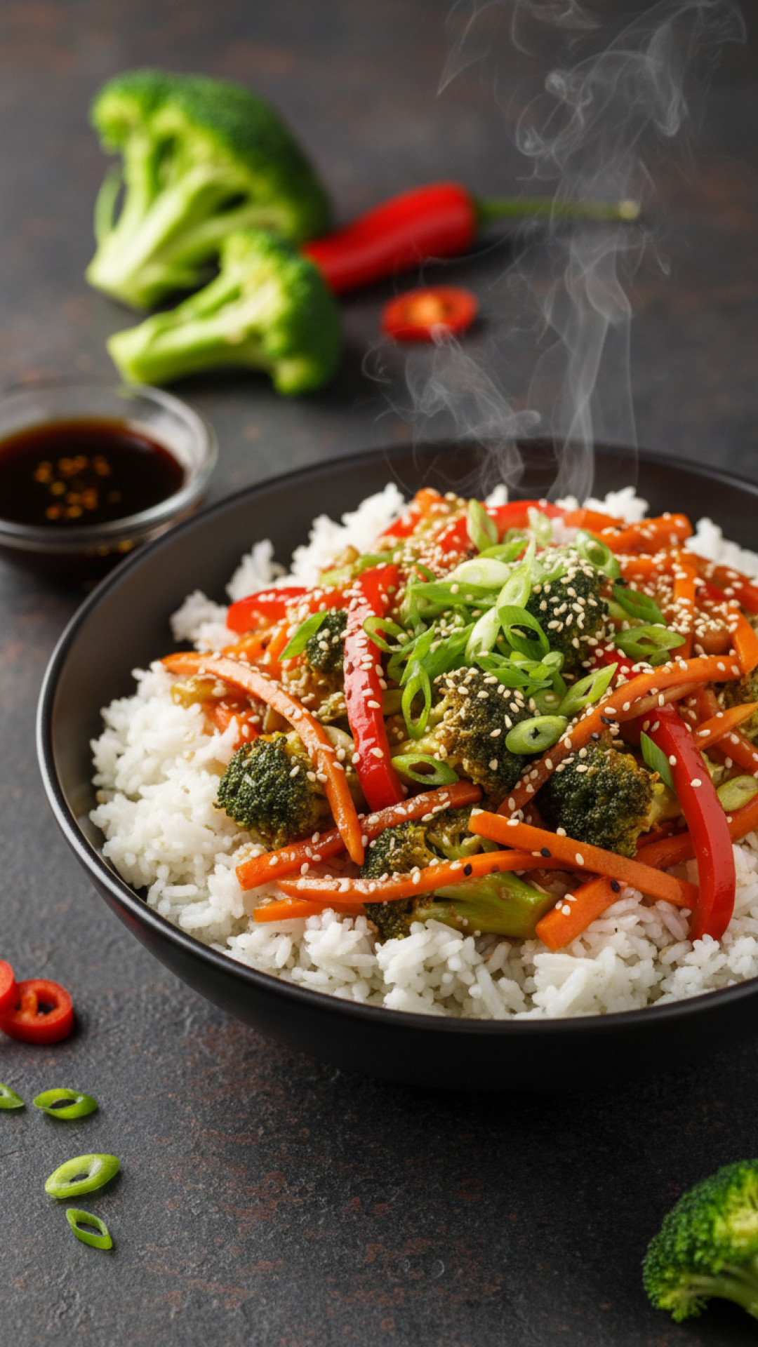 Schnelle Gemüse Teriyaki Pfanne Vegan Preparation