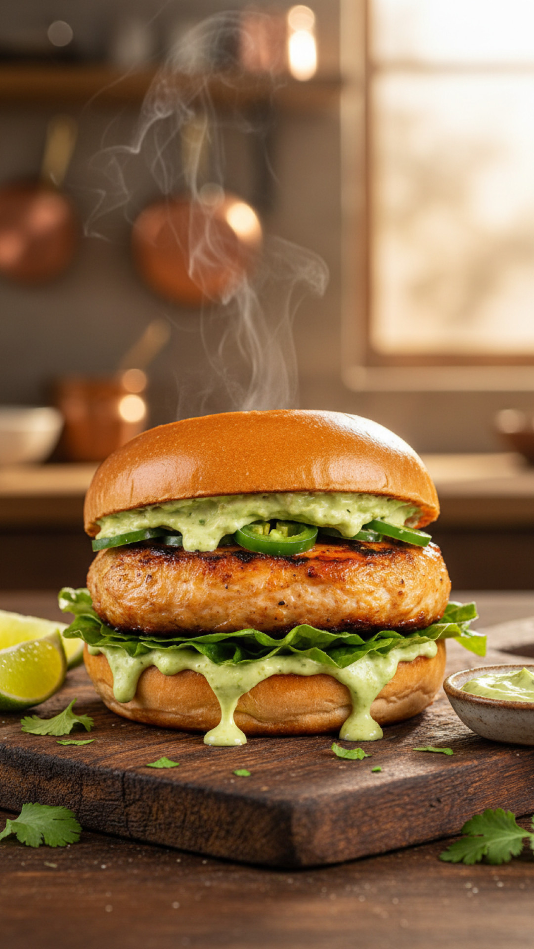 Schnelle Hähnchen Burger mit Avocado Creme Preparation