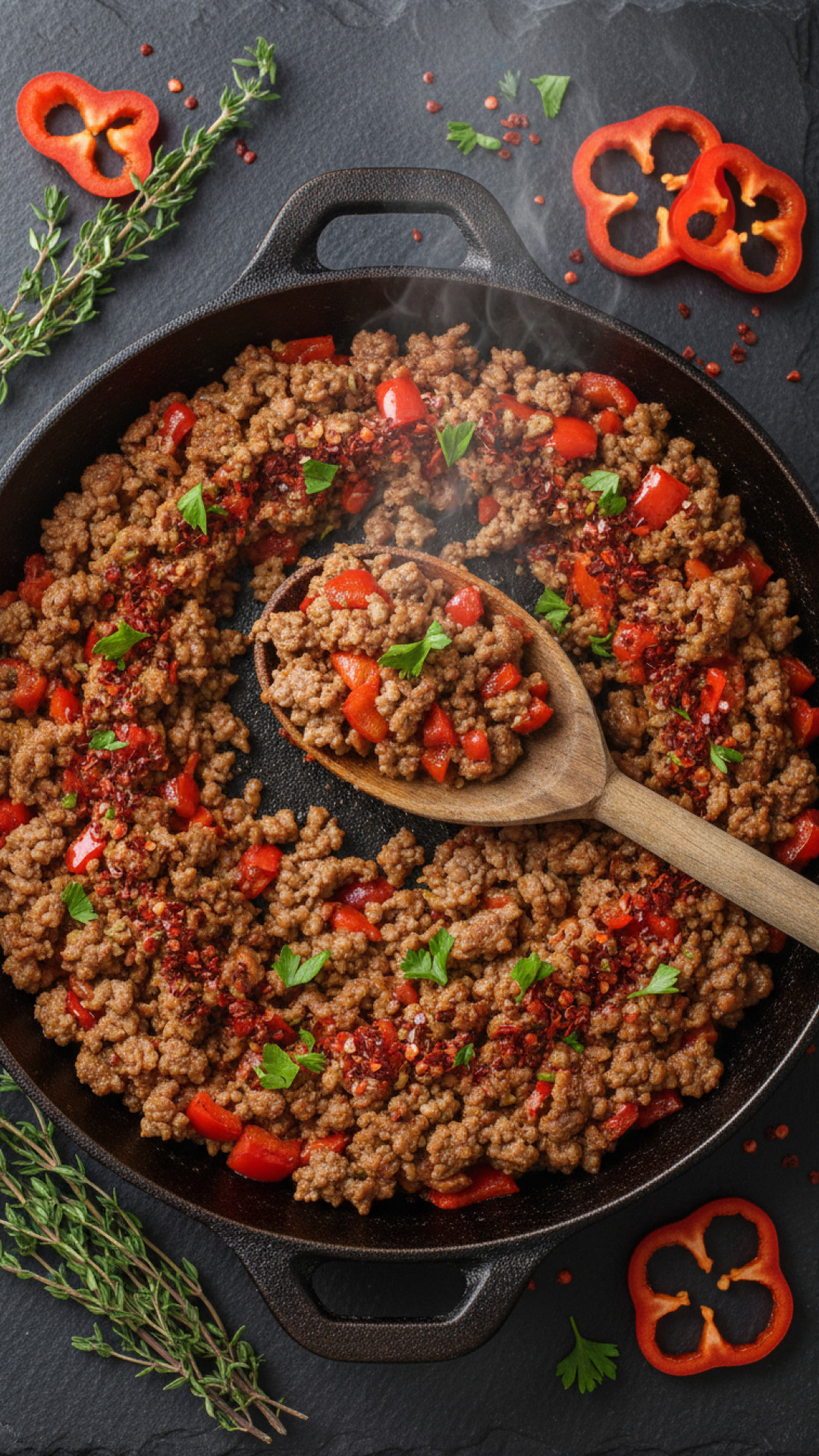 Schnelle Türkische Hackfleischpfanne mit Paprika (Kıymalı Biber Tava) Preparation