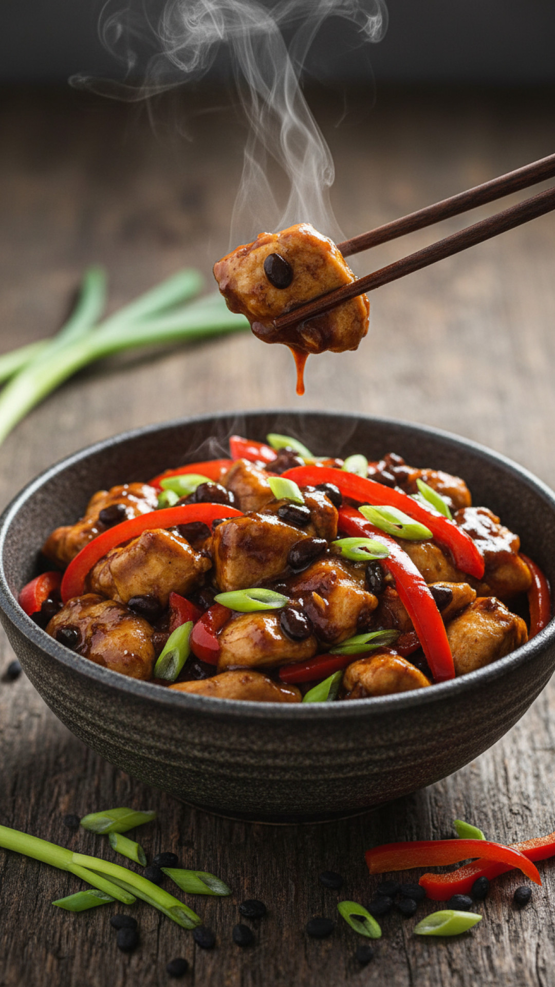 Schnelles Asiatisches Hähnchen Pfannengericht mit Schwarzer Bohnensauce Preparation