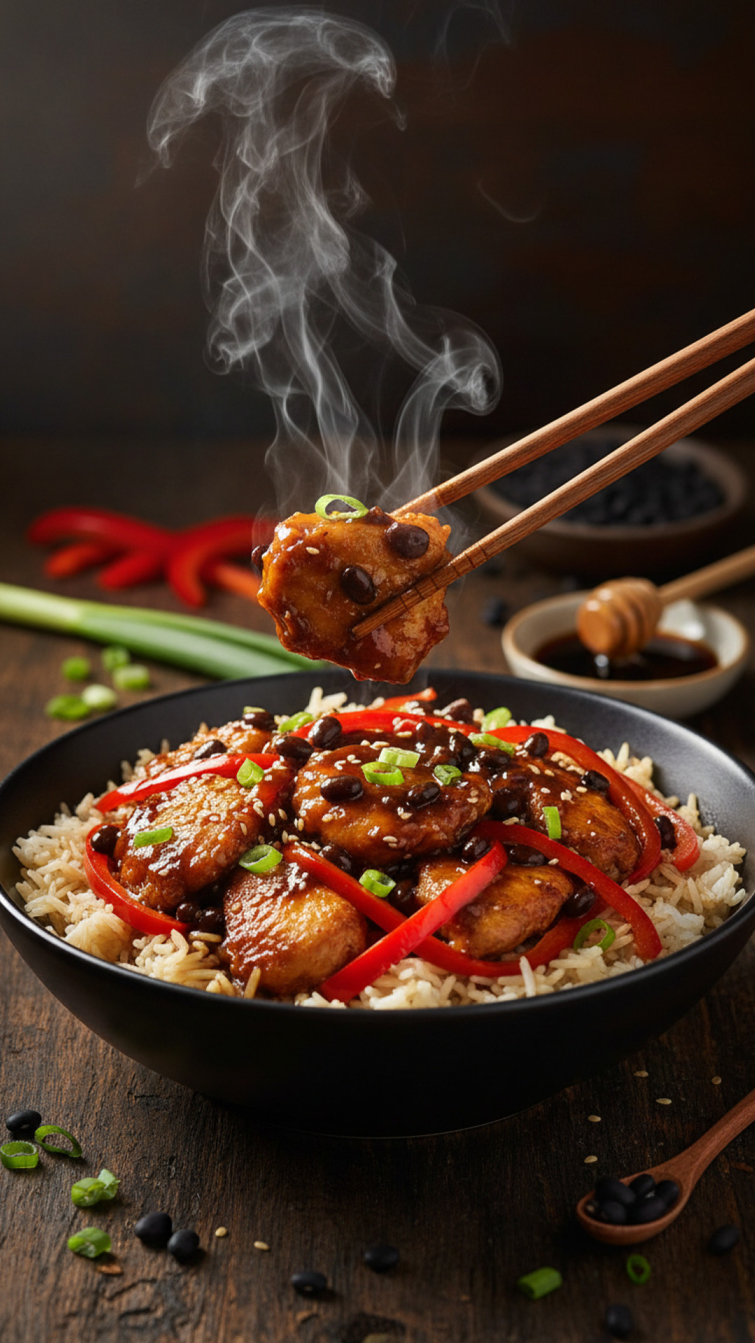 Schnelles Asiatisches Hähnchen Pfannengericht mit Schwarzer Bohnensauce Preparation