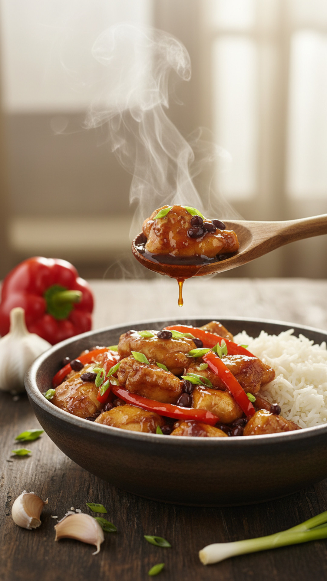 Schnelles Asiatisches Hähnchen Pfannengericht mit Schwarzer Bohnensauce Preparation