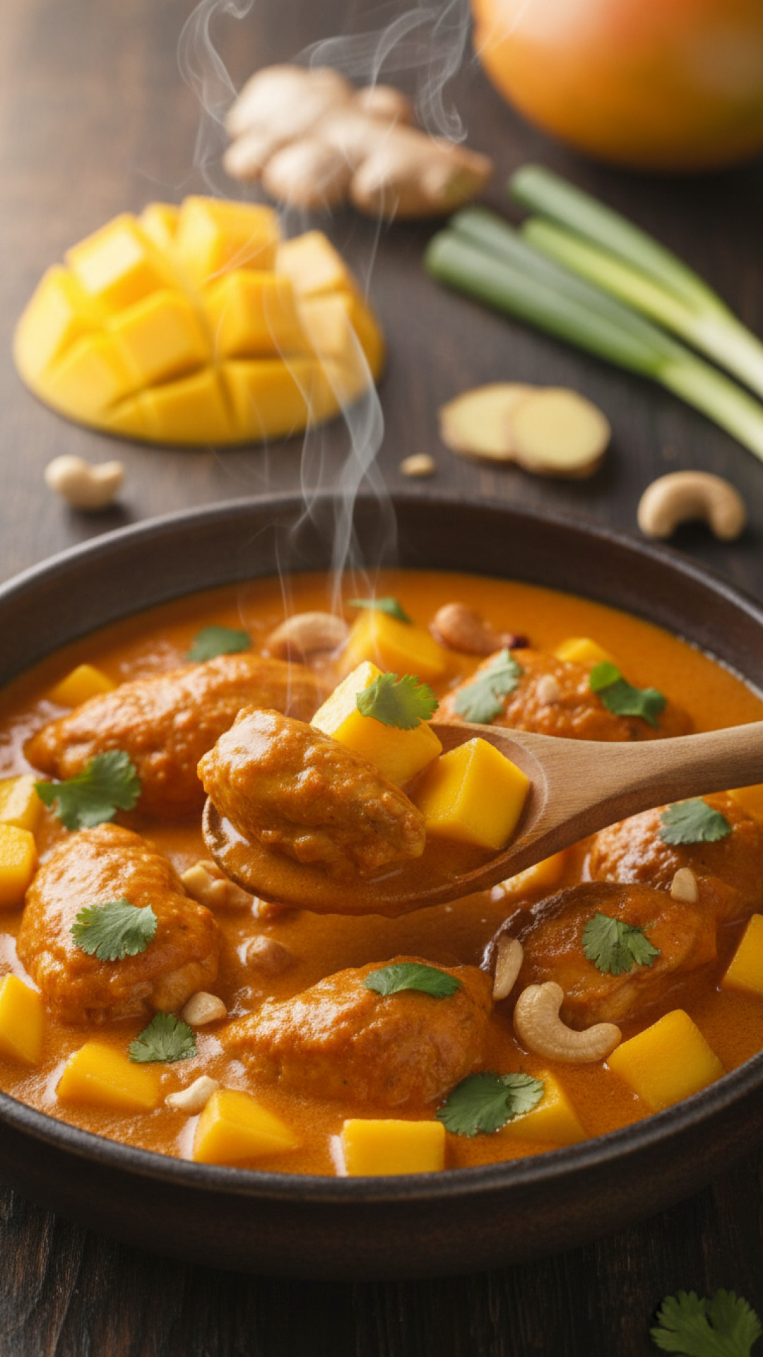 Schnelles Hähnchen Curry mit Mango und Kokosmilch Preparation