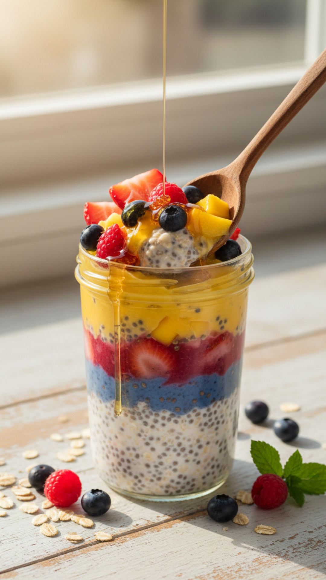 Schnelles Overnight Oats Früchteglas mit Chia Preparation