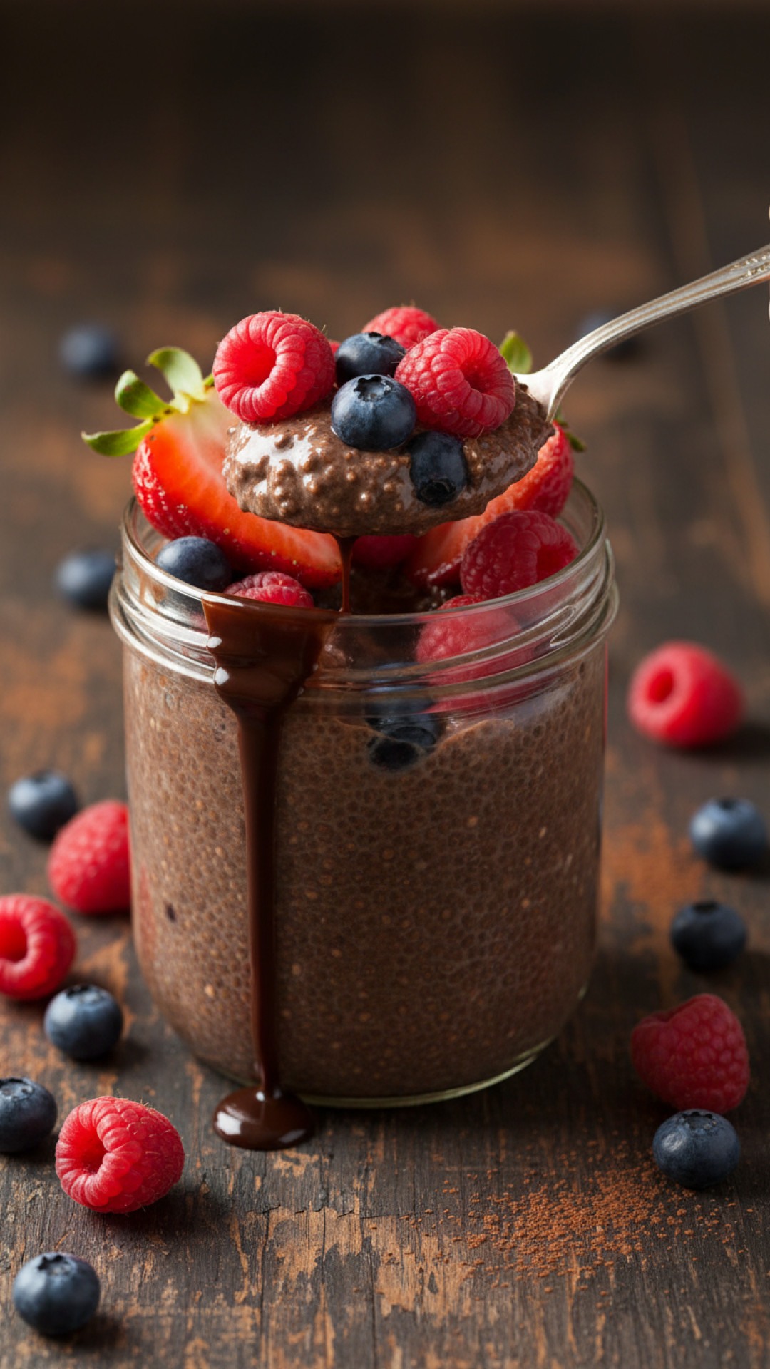 Schokoladen Chia Pudding mit Beeren Preparation