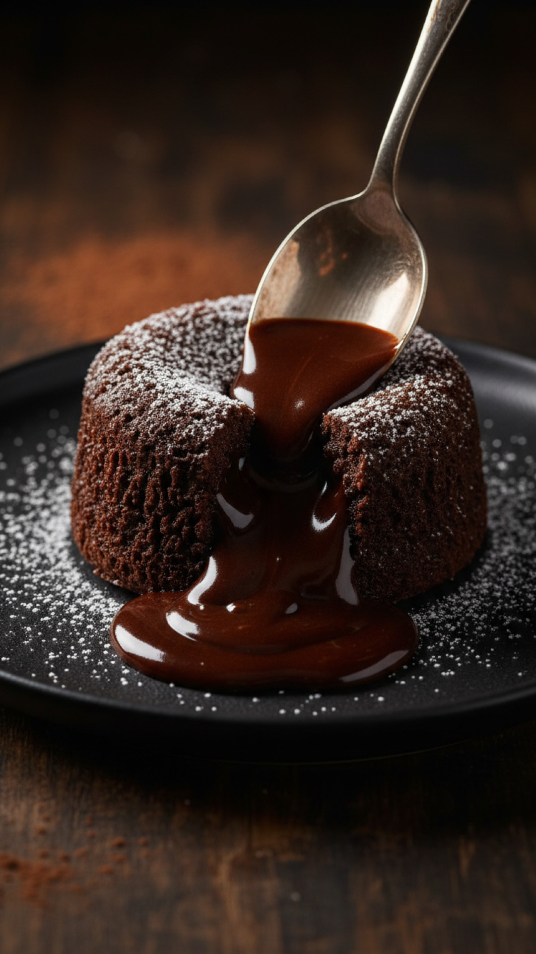 Schokoladen Lava Kuchen mit flüssigem Kern Preparation