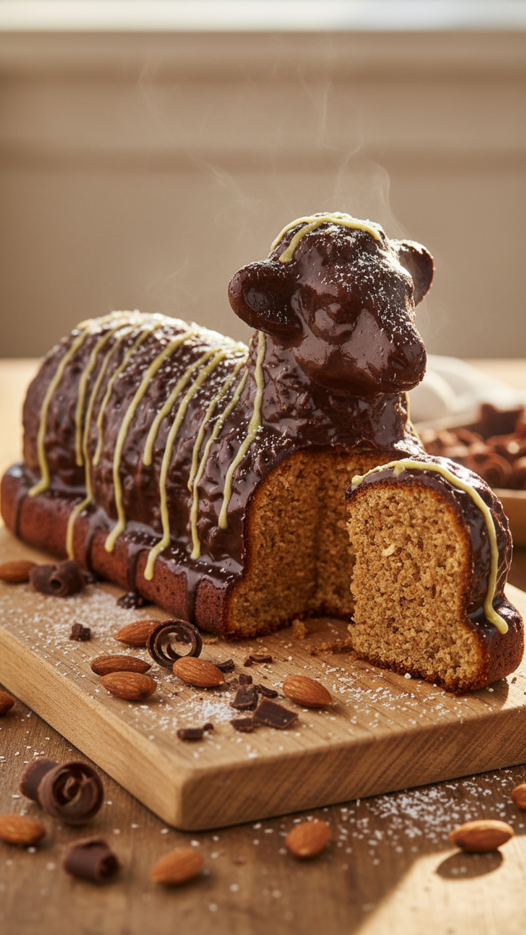 Schokoladige Osterlamm Torte mit Mandeln Rührteig Preparation