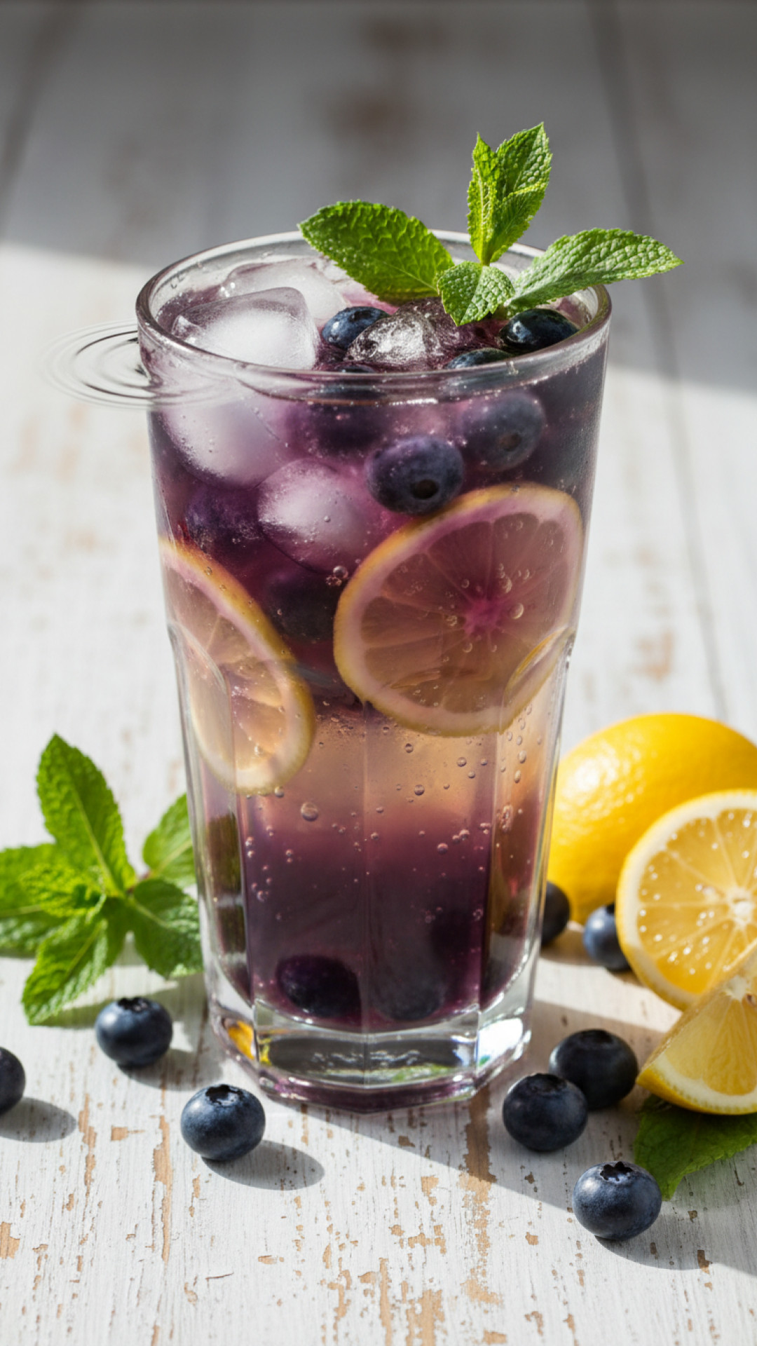 Selbstgemachte Blaubeer Limonade Limonana Preparation