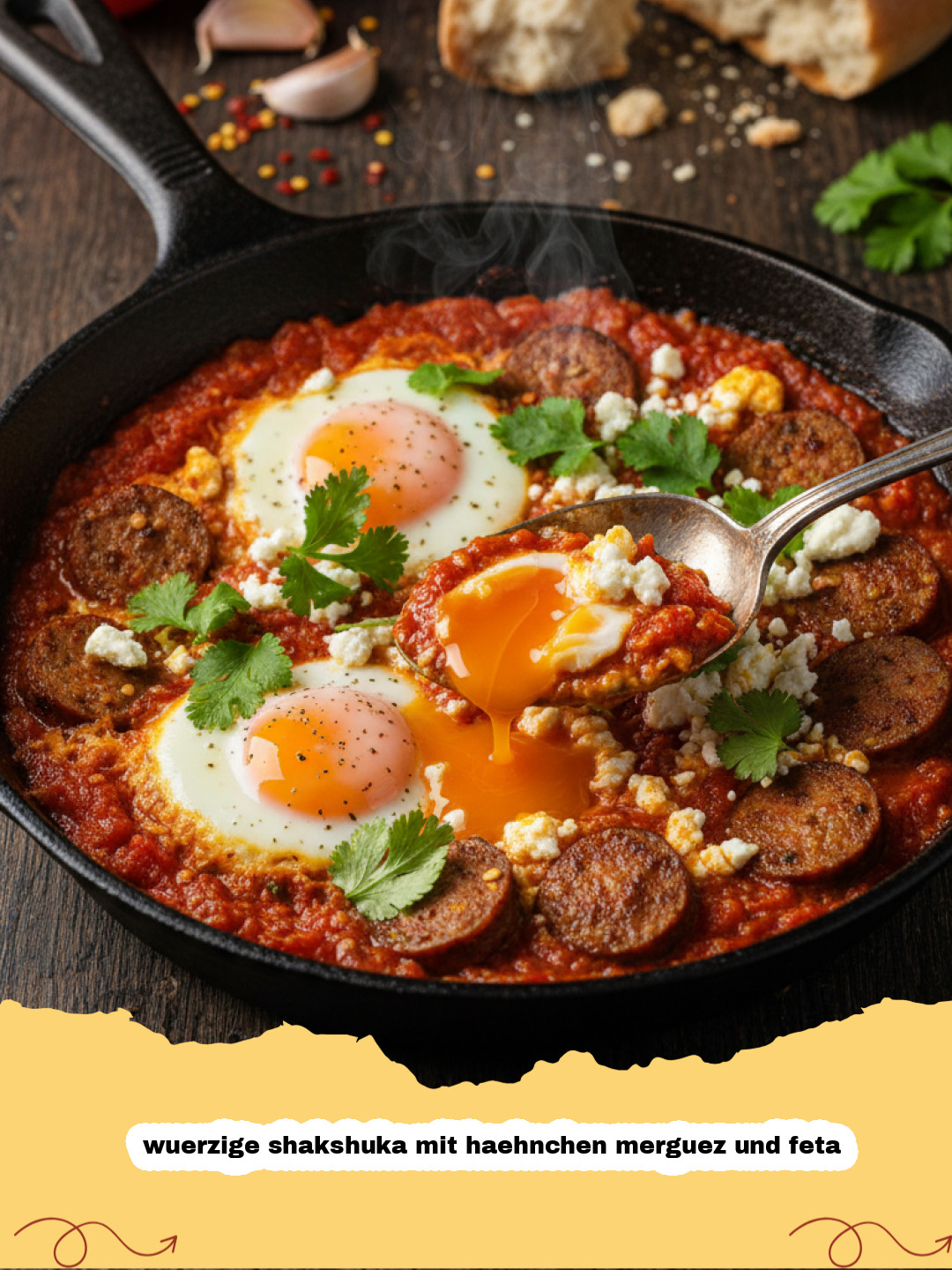 Würzige Shakshuka mit Hähnchen-Merguez und Feta: Ein orientalischer Klassiker neu interpretiert