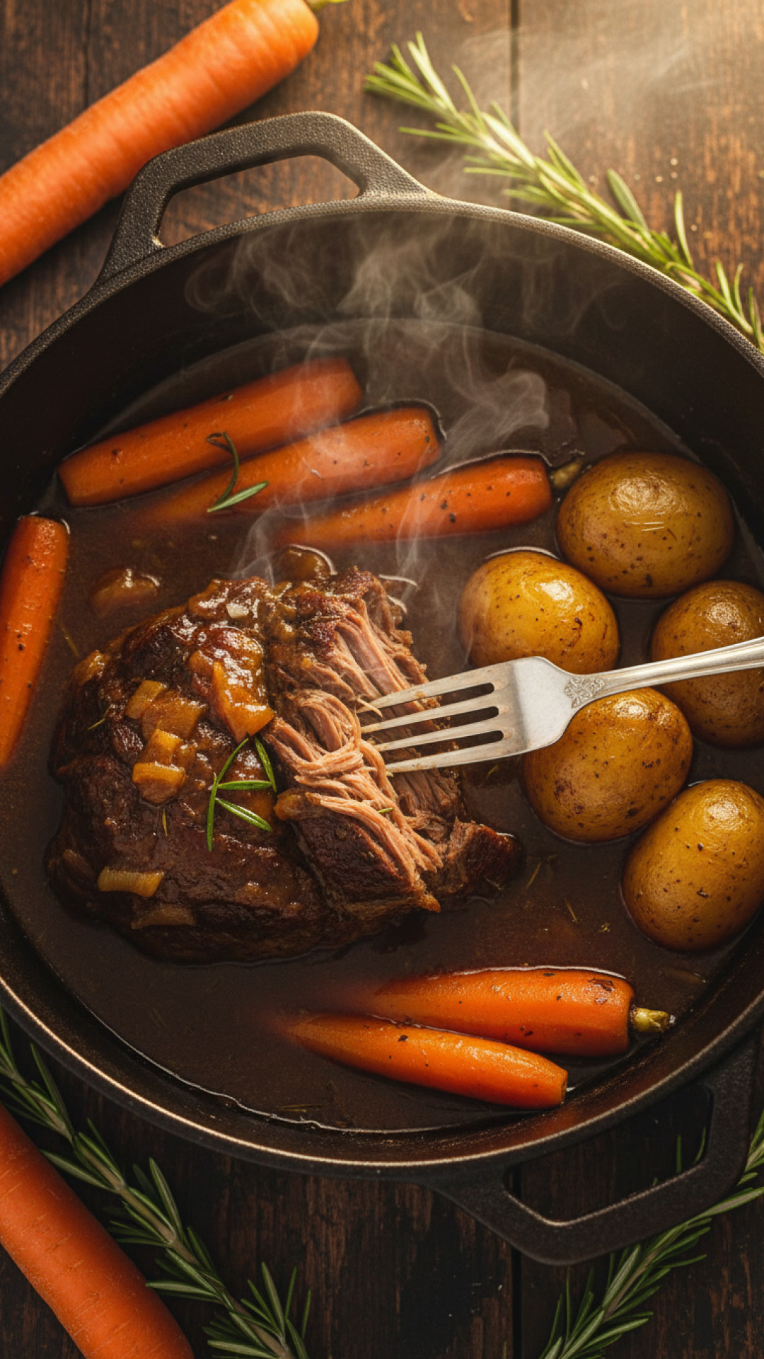 Slow Cooked Rinder Schmorbraten mit Wurzelgemüse Preparation