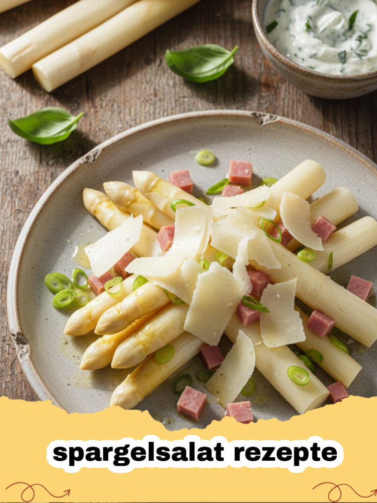 spargelsalat rezepte - Frischer Spargelsalat mit Erdbeeren und Feta auf einem Teller