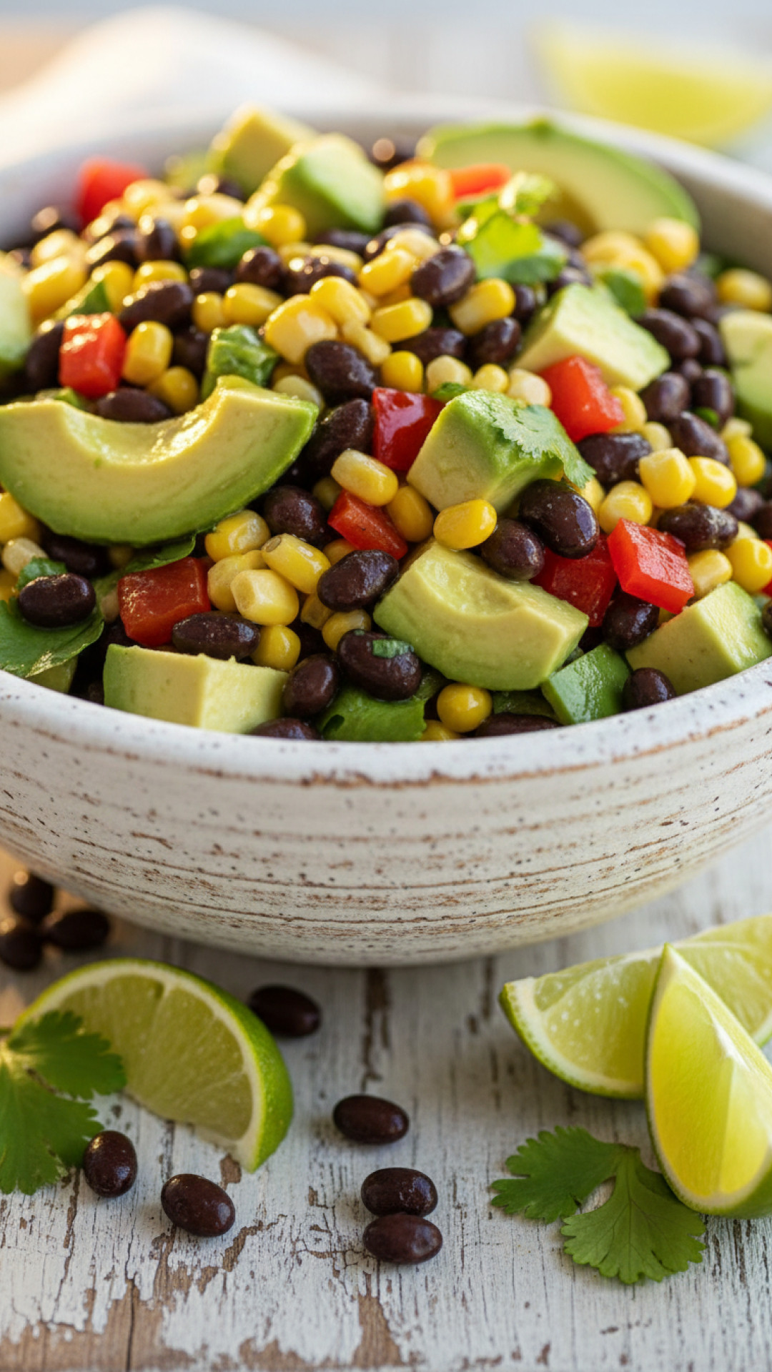 Südlaendischer Bohnensalat mit Mais und Avocado Preparation
