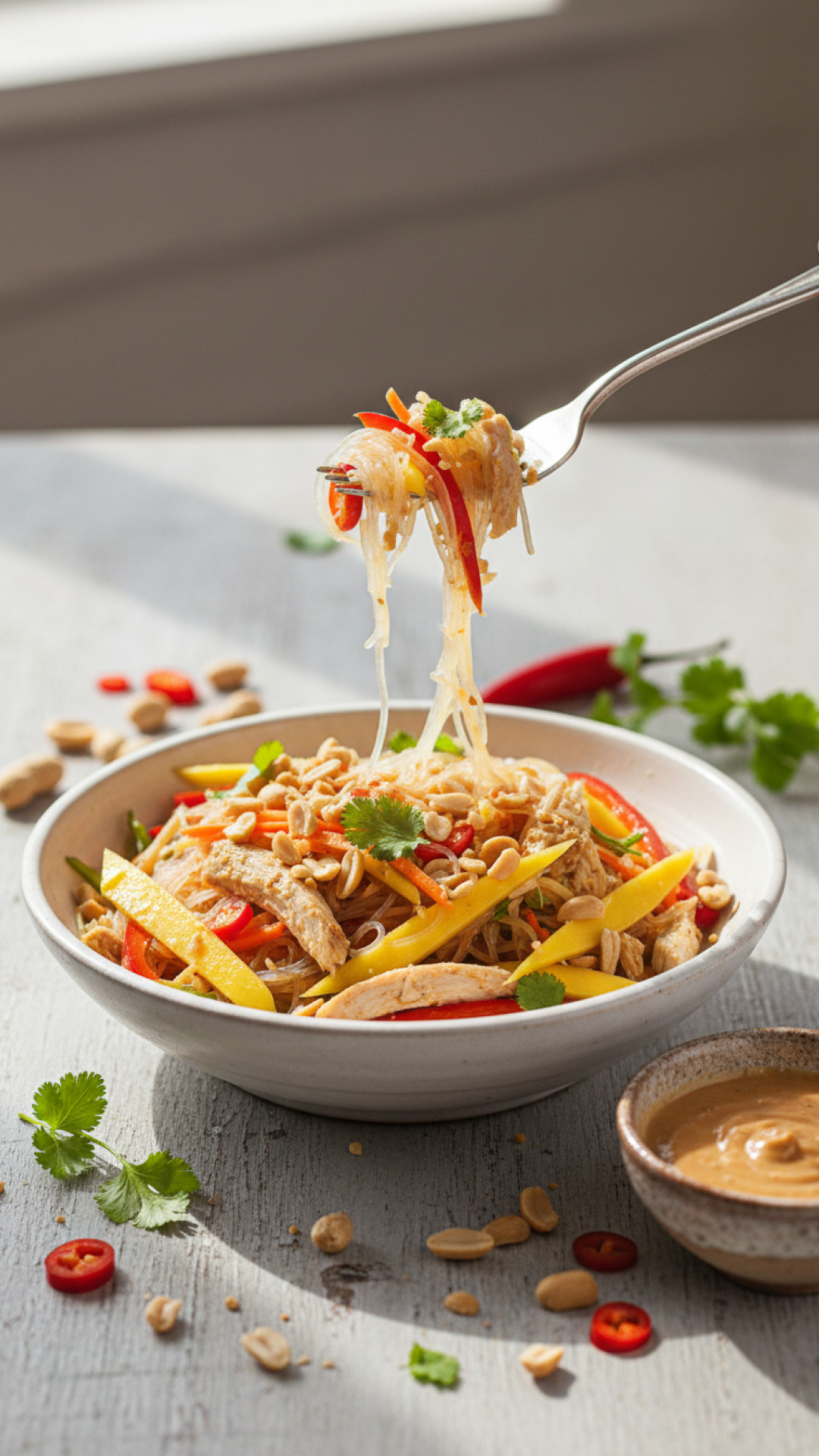 Thai Hähnchen Salat mit Glasnudeln und Erdnüssen Preparation