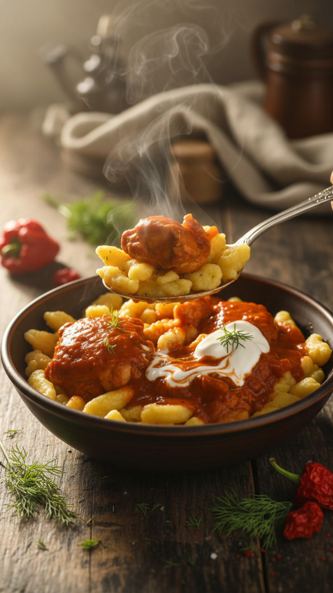 Ungarisches Hühnerpaprikas mit Spätzle Preparation