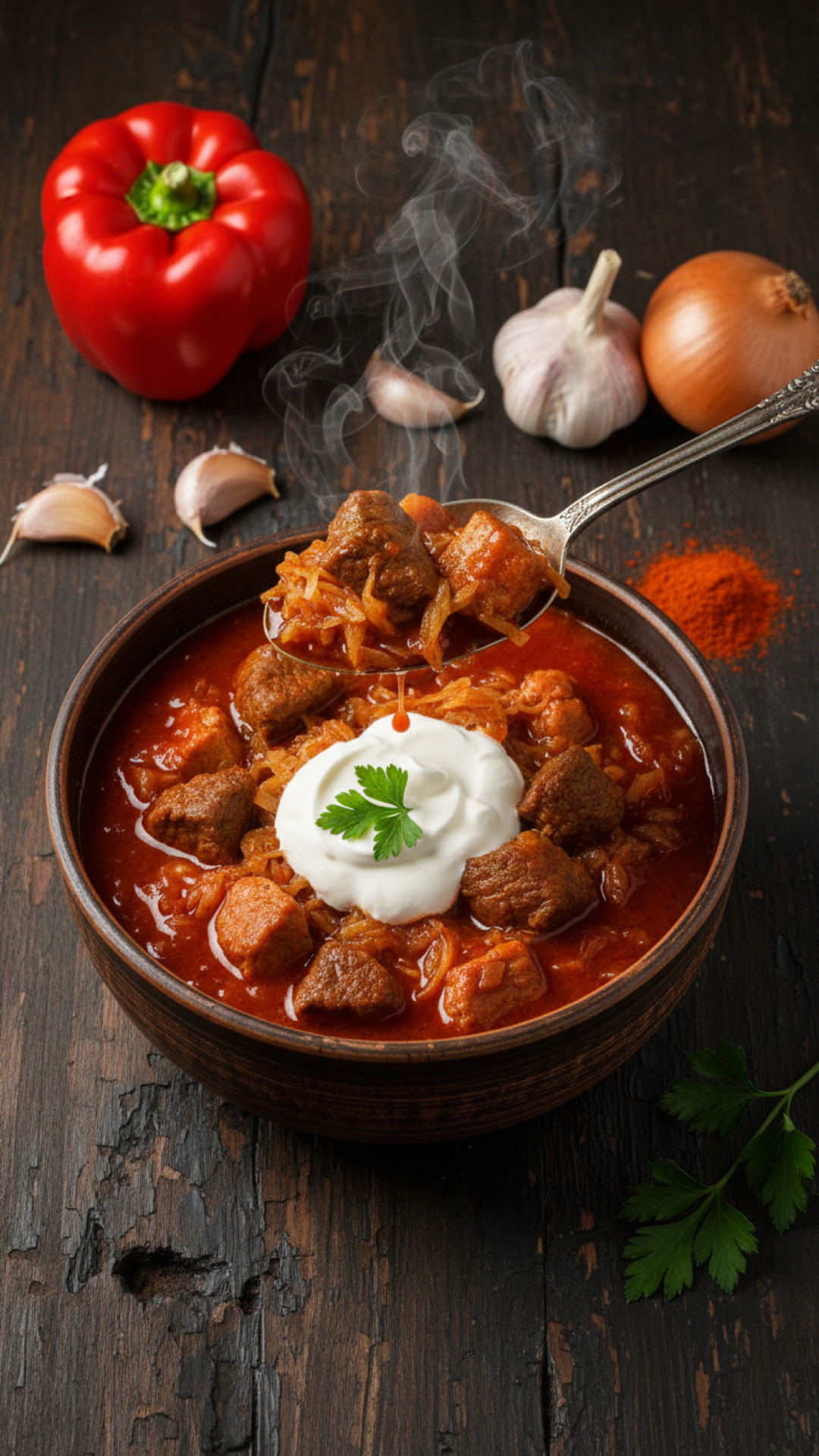 Ungarisches Székely Gulasch mit Sauerkraut Preparation