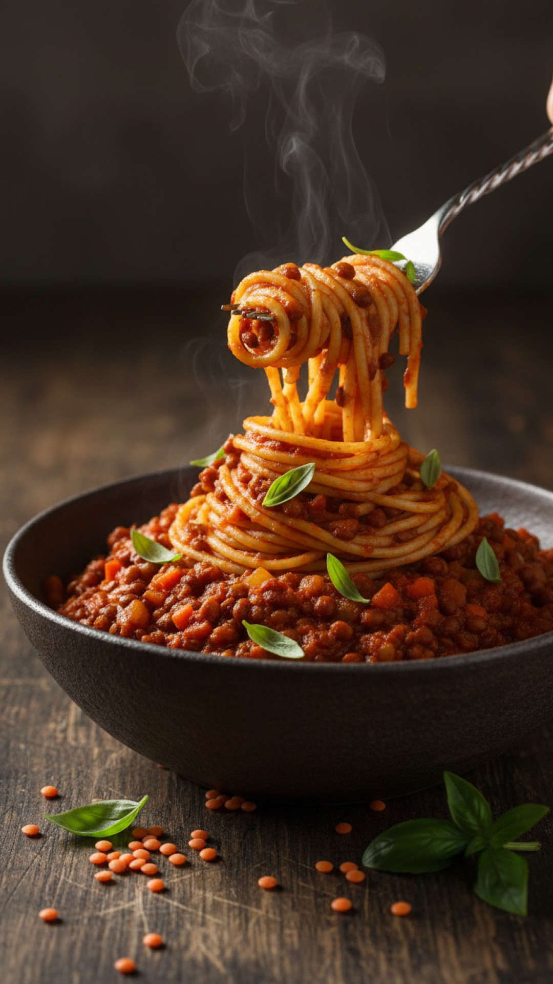 Vegane Bolognese aus Linsen und Gemüse Preparation