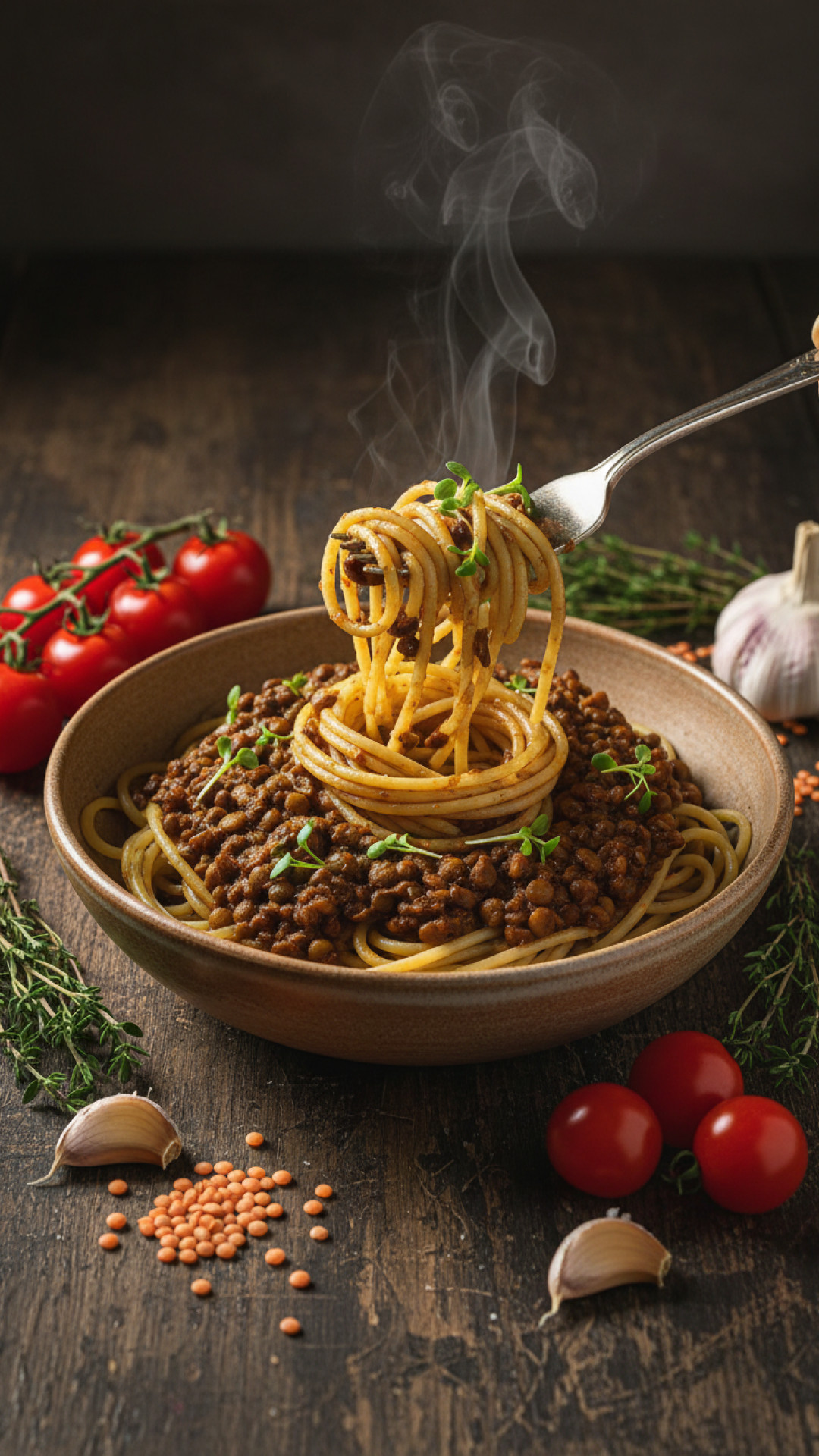 Vegane Linsen Bolognese mit Sojahack Preparation