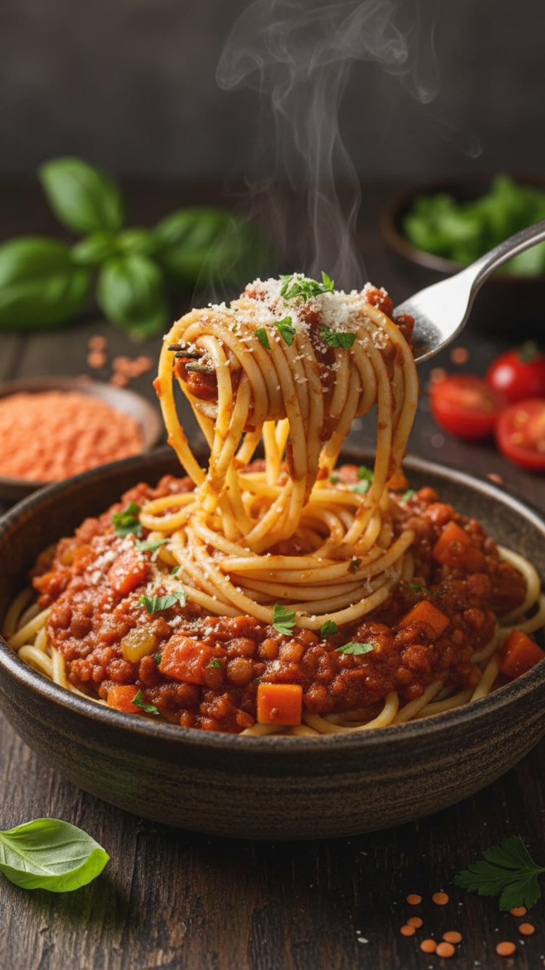 Vegane Linsen Bolognese mit Spaghetti: Herzhaft, nahrhaft, unwiderstehlich! Preparation