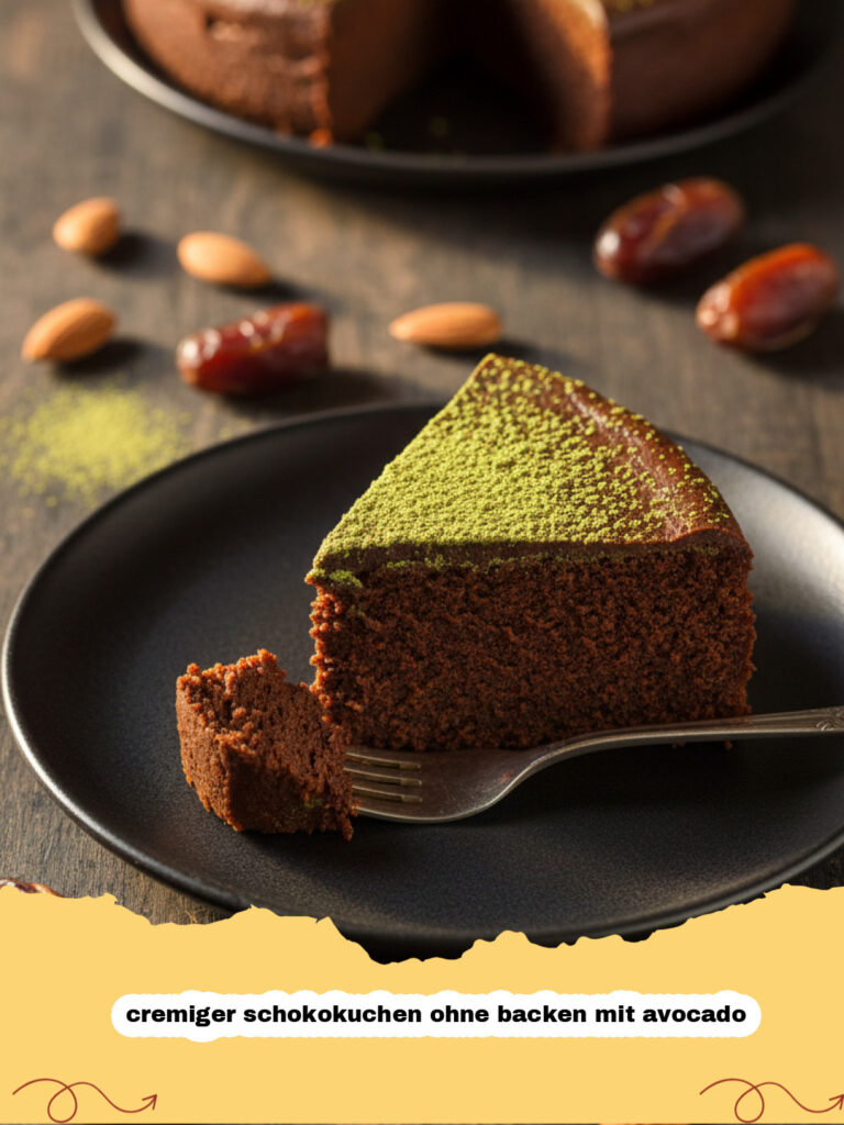 cremiger schokokuchen ohne backen mit avocado - Cremiger Schokokuchen ohne Backen mit Avocado, garniert mit frischen Beeren und Minze