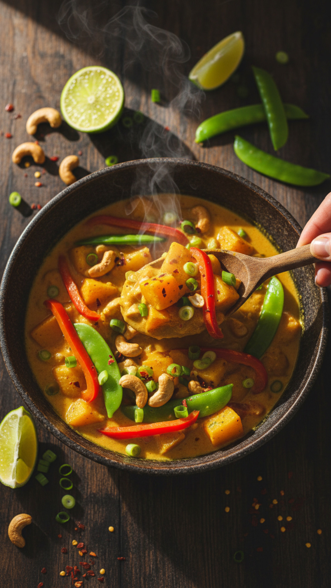 Veganes Kartoffel-Kürbis-Curry mit Kokosmilch Preparation
