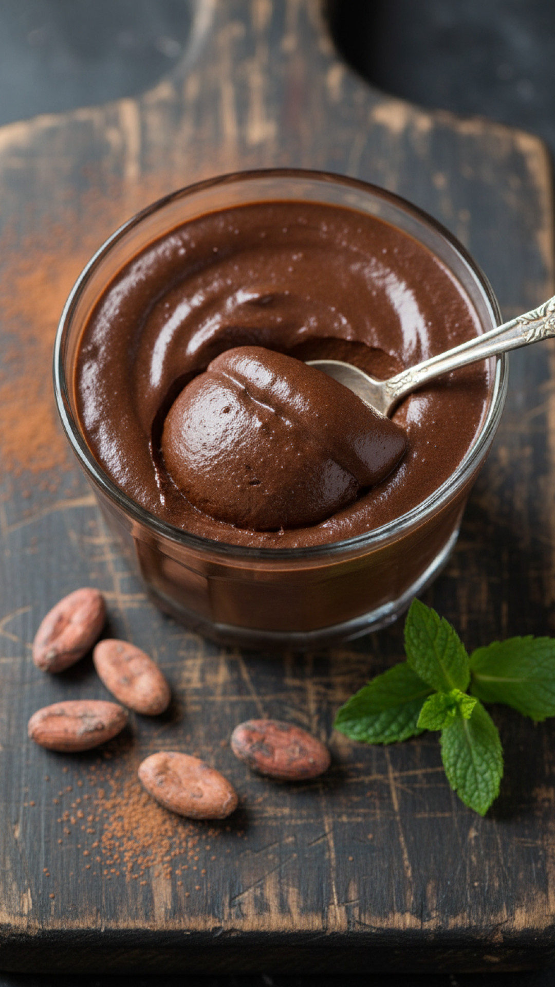 Veganes Mousse au Chocolat mit Avocado Preparation