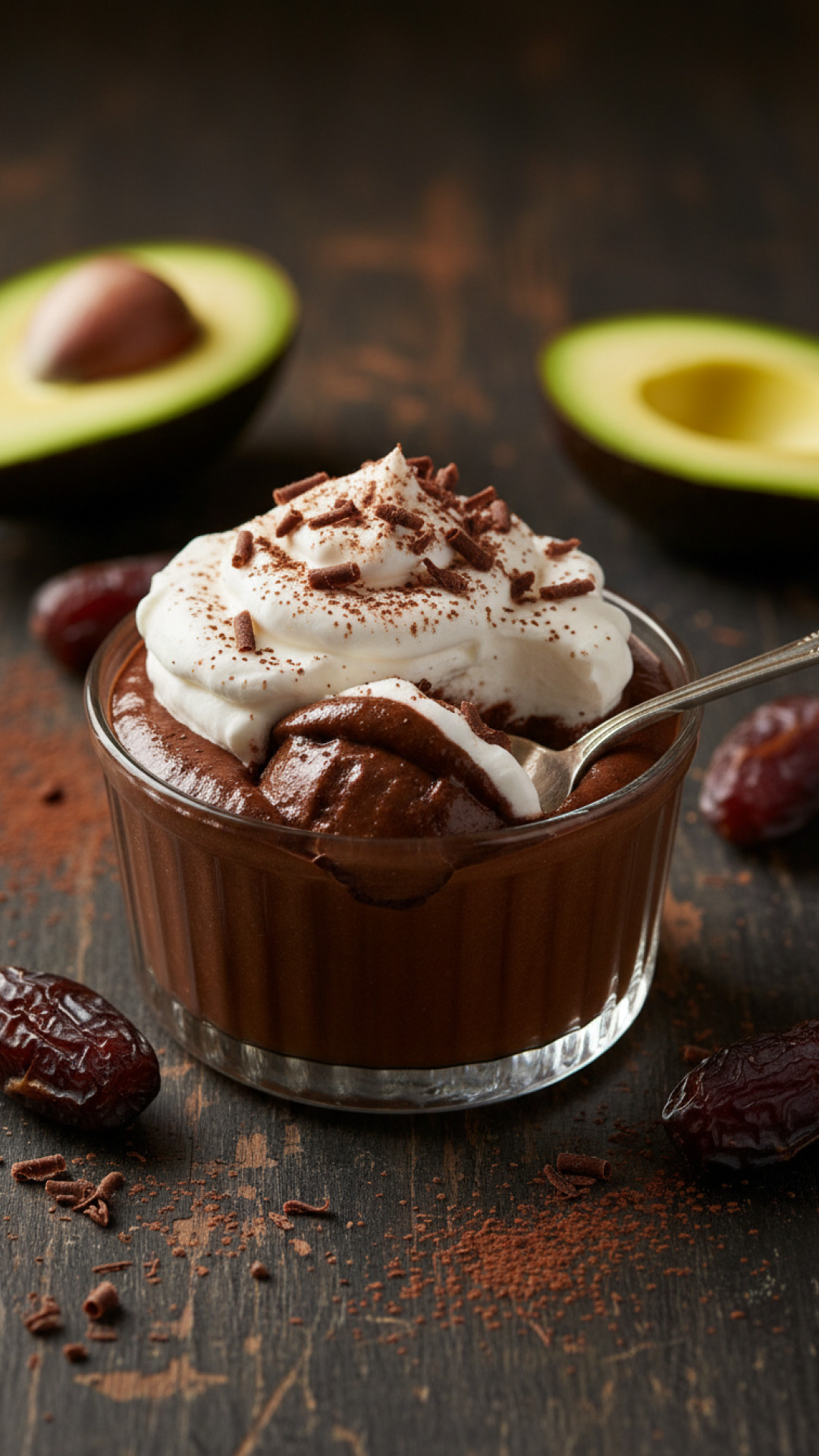 Veganes Schokoladen Avocado Mousse Preparation