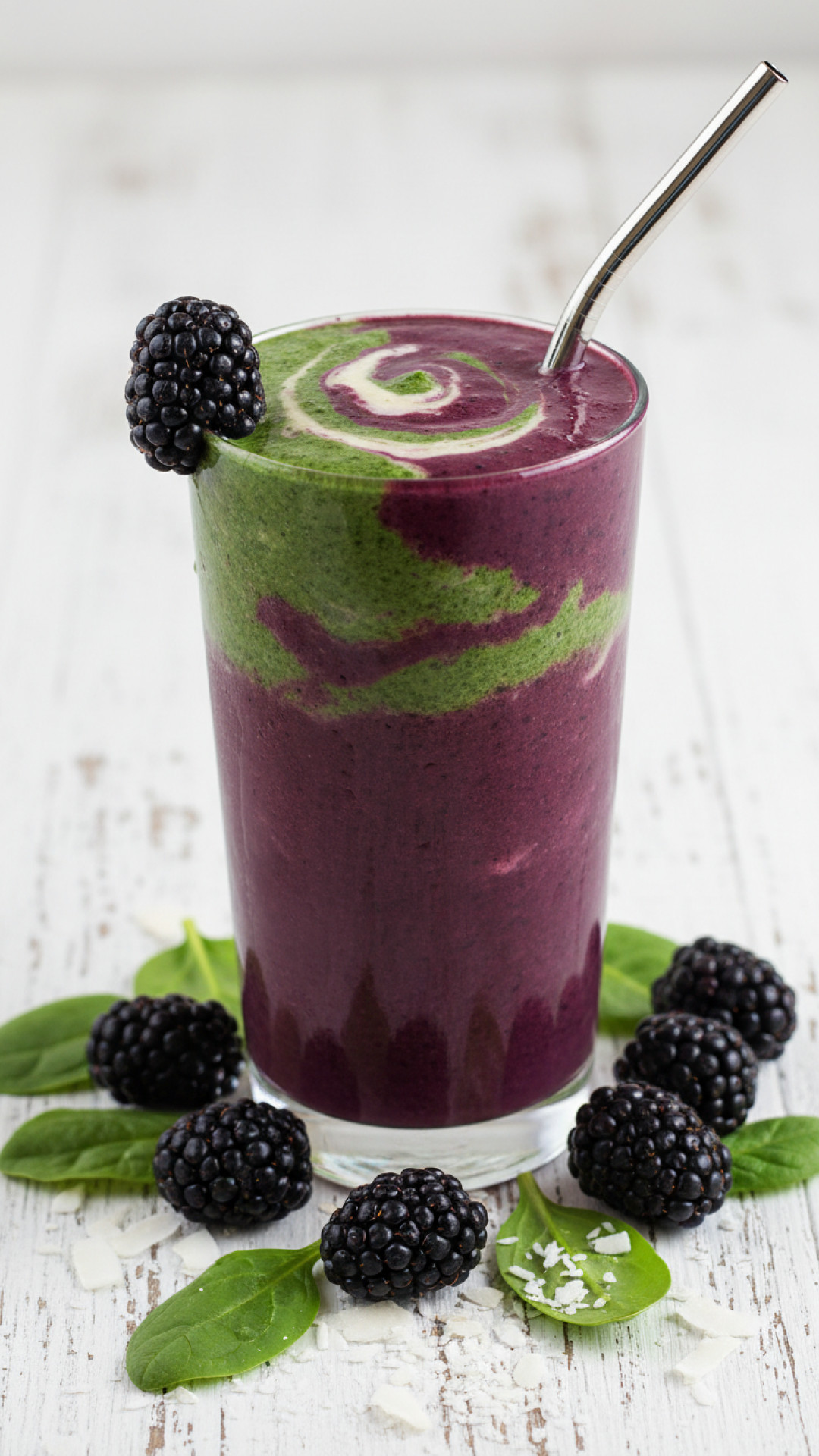 Vitaler Beeren-Kokos-Smoothie mit Spinat Preparation