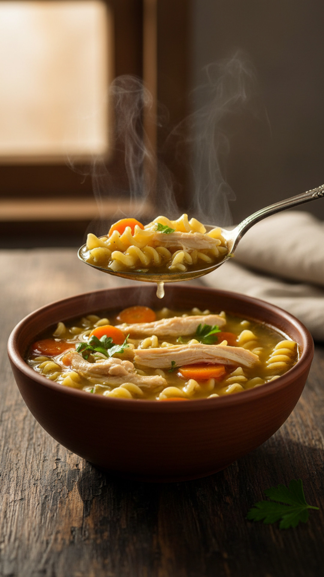 Wärmende Hähnchen-Nudelsuppe mit Gemüse Preparation