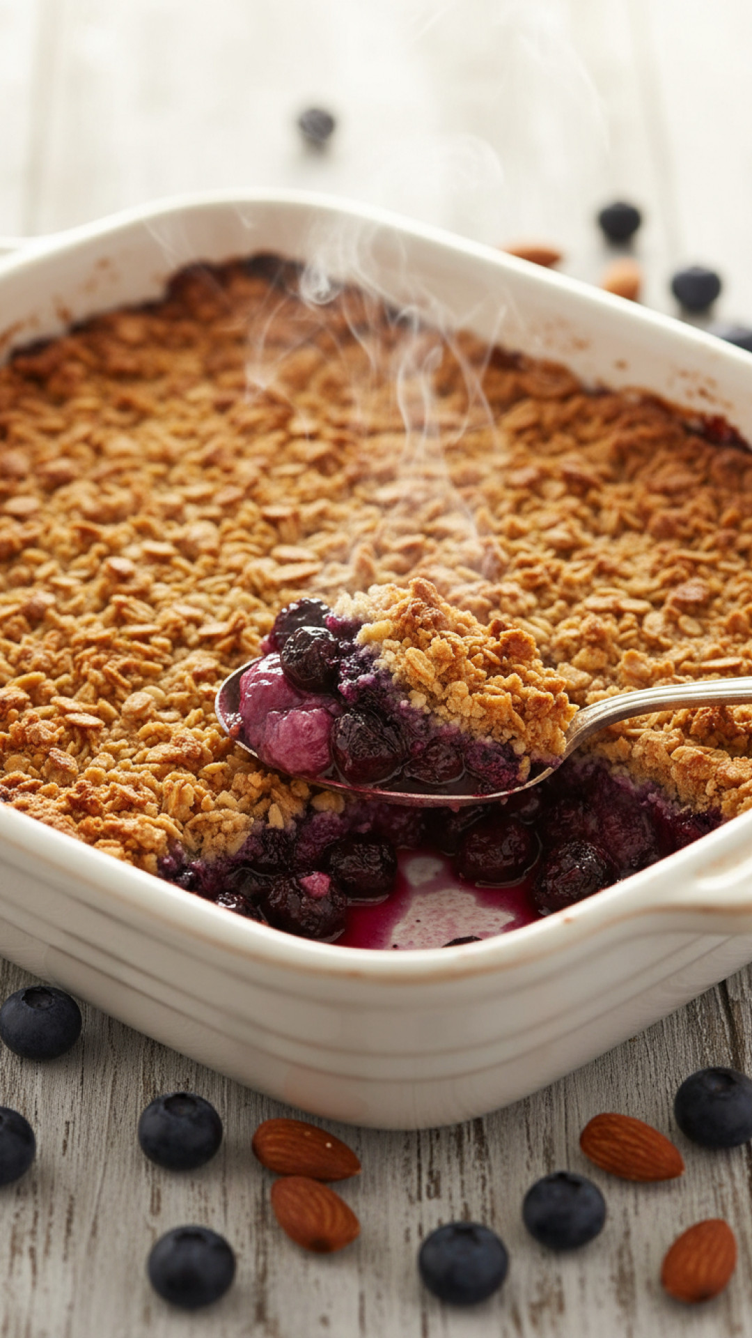 Warmer Heidelbeer Crumble mit Haferflocken Preparation