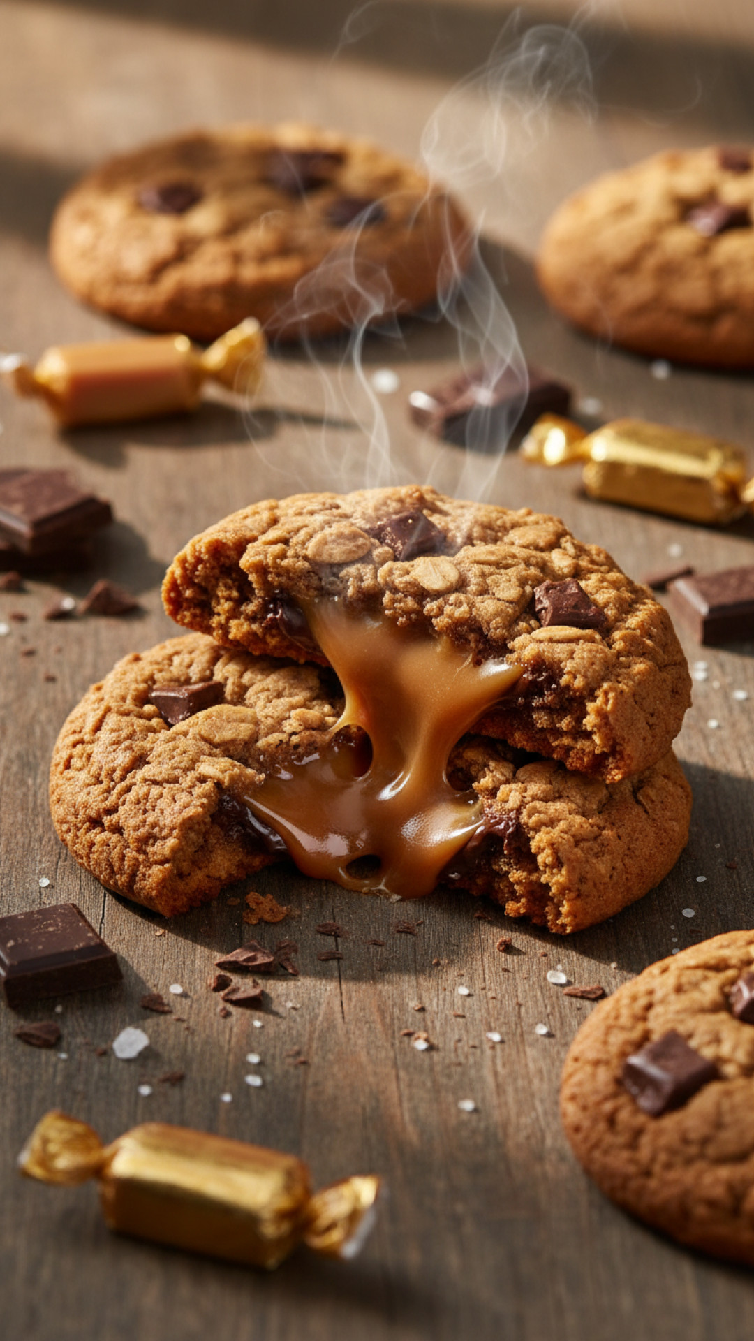 Weiche Schoko Hafer Cookies mit Salzkaramell Tropfen Preparation