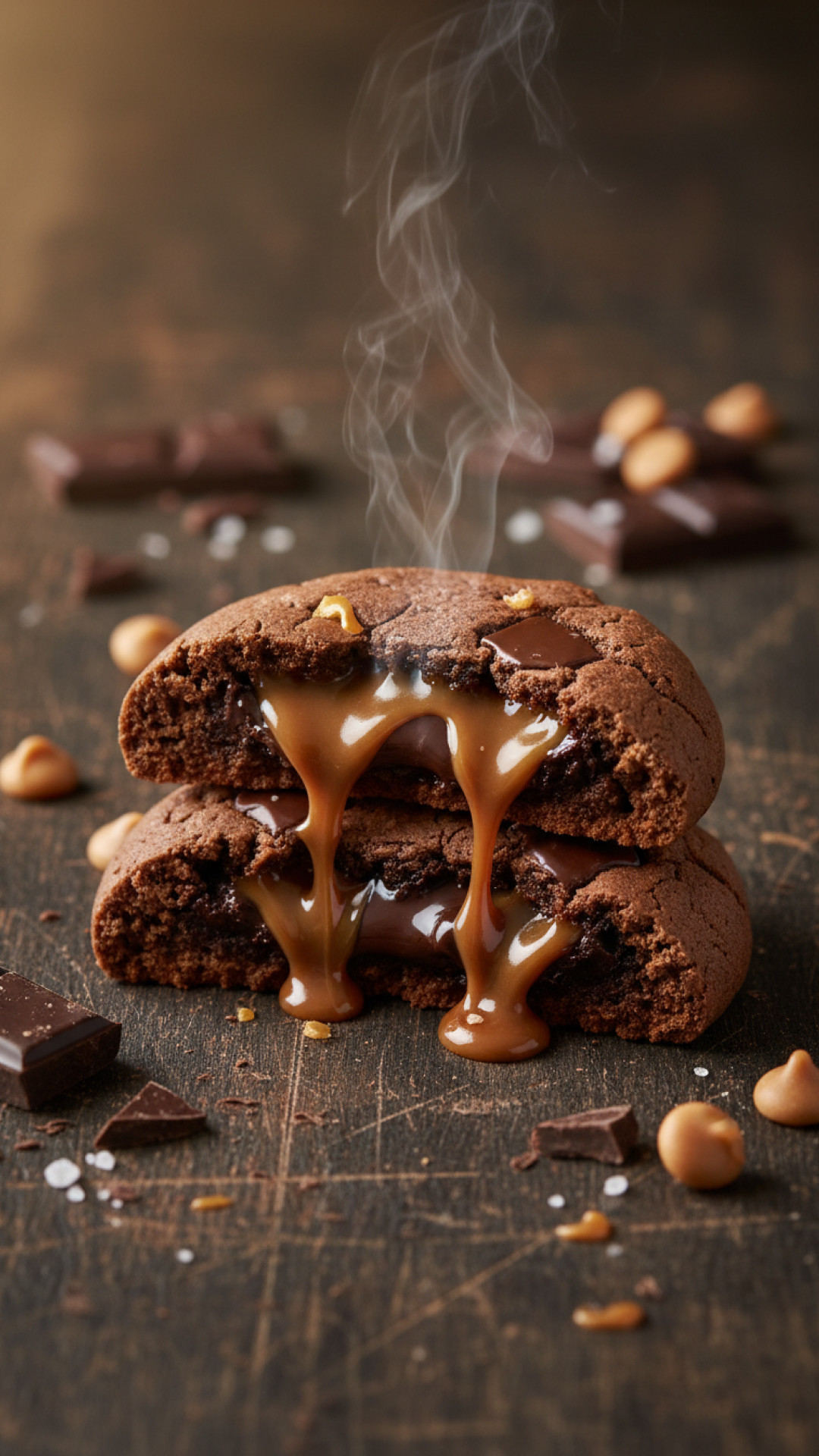 Weiche Schoko Hafer Cookies mit Salzkaramell Tropfen Preparation