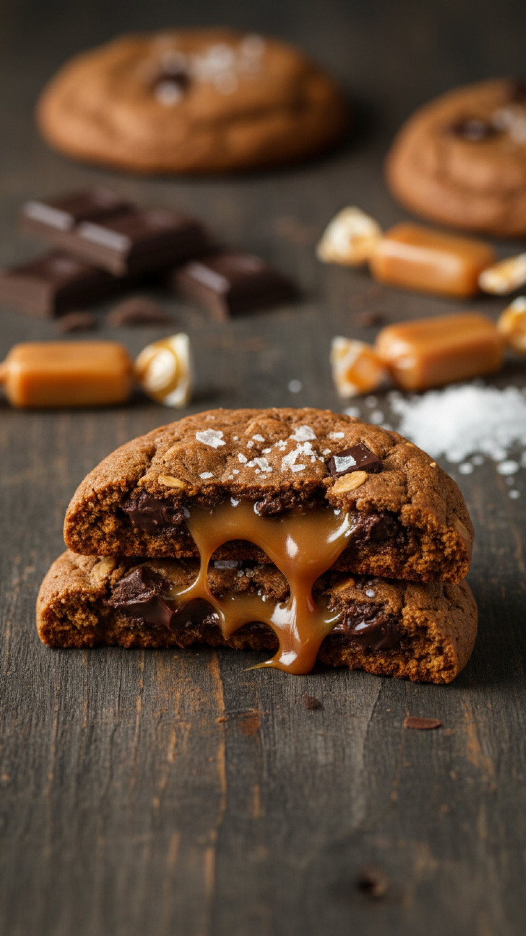 Weiche Schoko Hafer Cookies mit Salzkaramell Tropfen Preparation