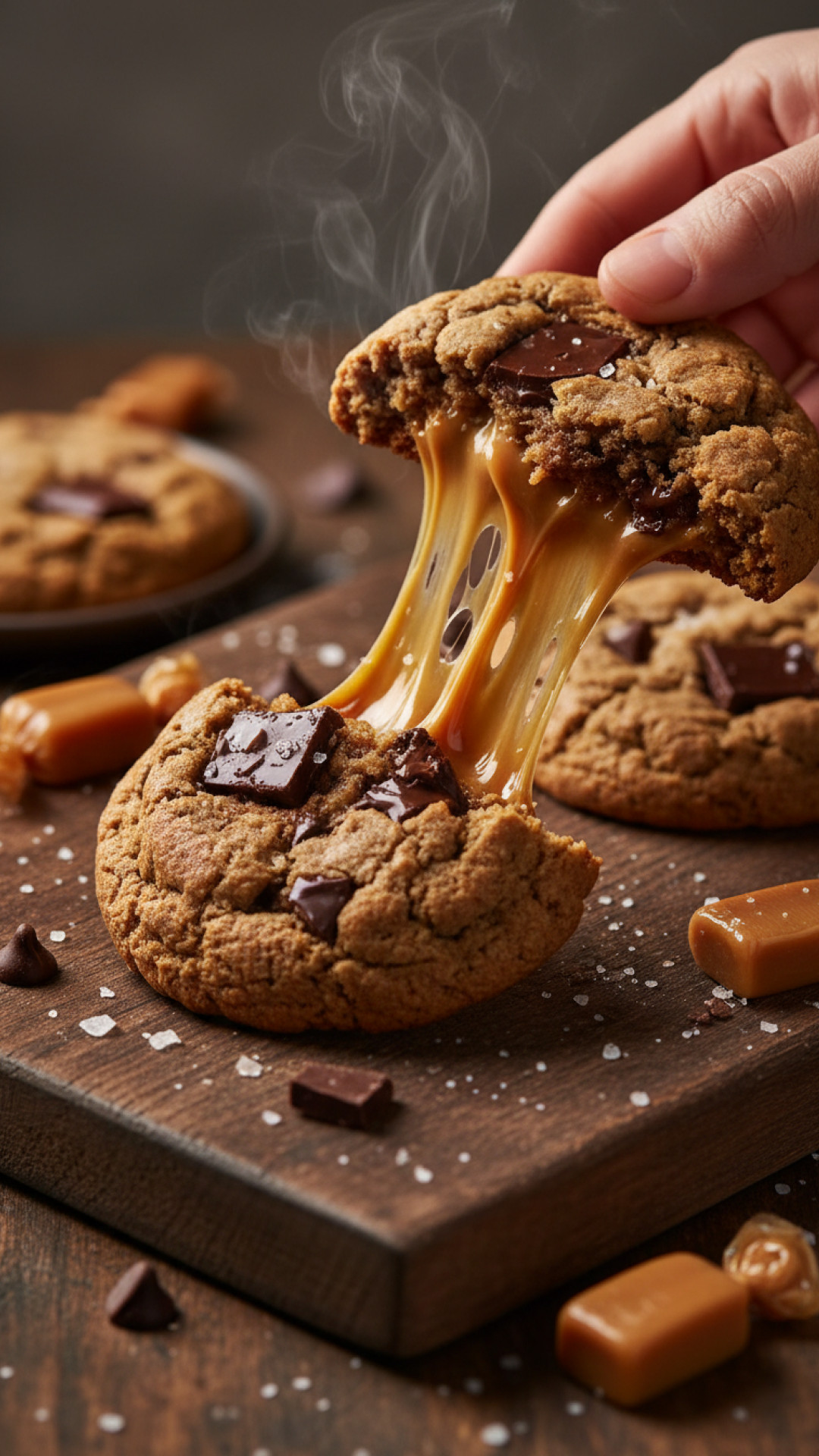 Weiche Schoko Hafer Cookies mit Salzkaramell Tropfen Preparation