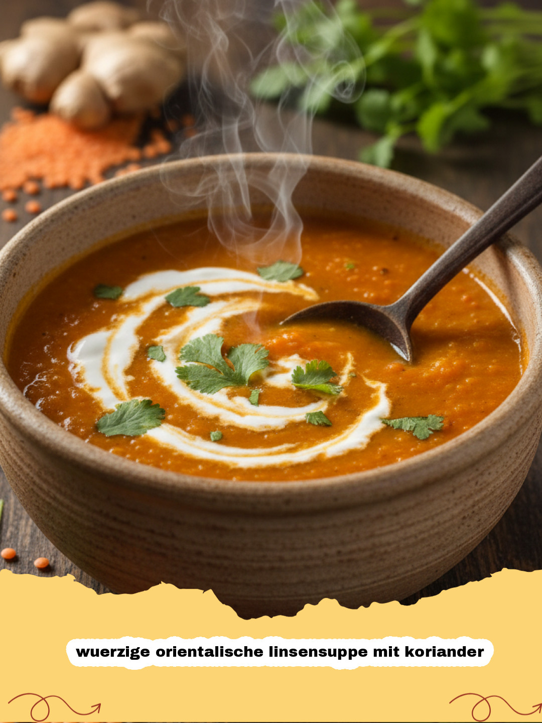 Wuerzige orientalische linsensuppe mit koriander: Ein Fest für die Sinne