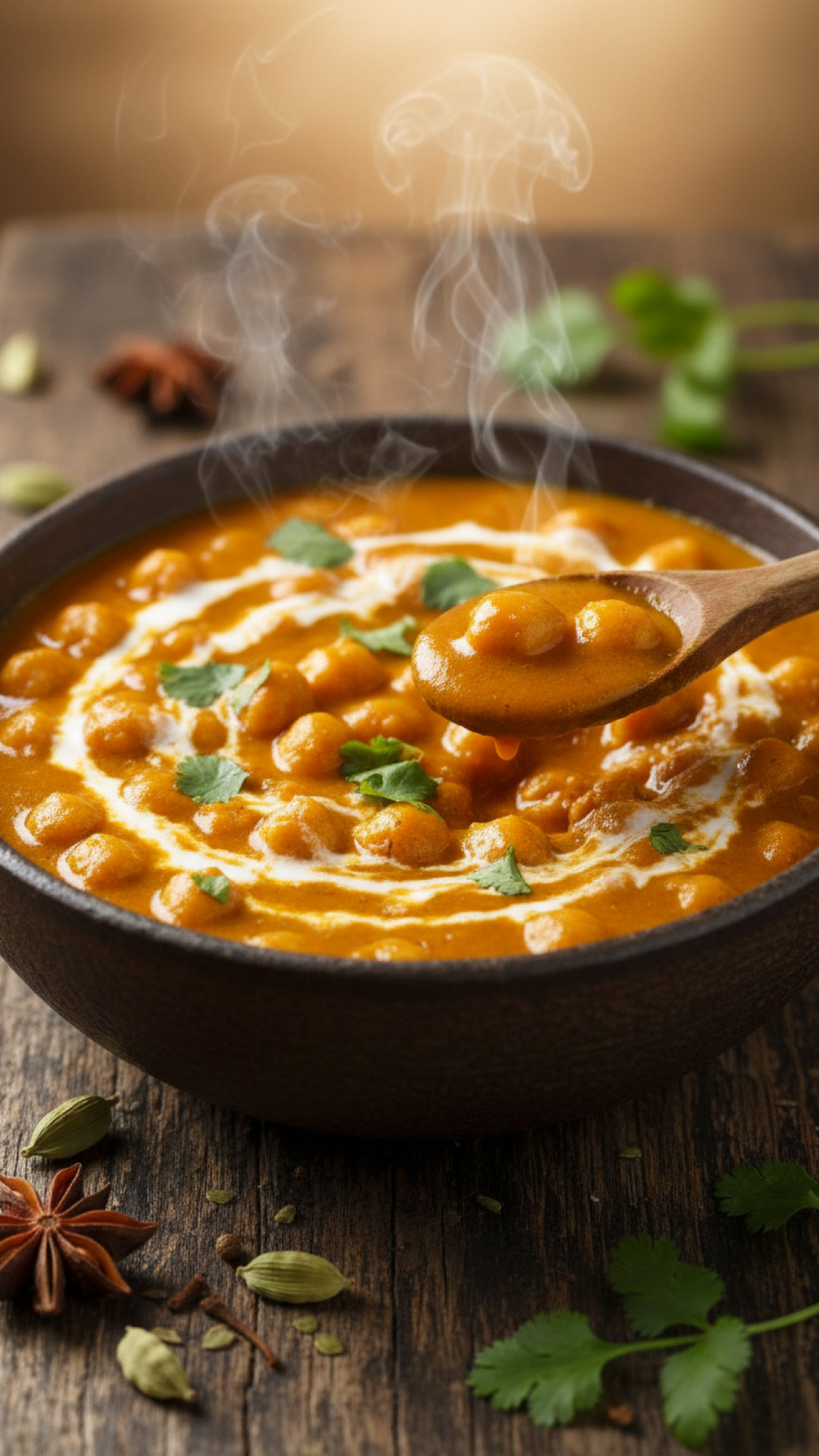 Würzige Kichererbsen Curry mit Kokosmilch Preparation