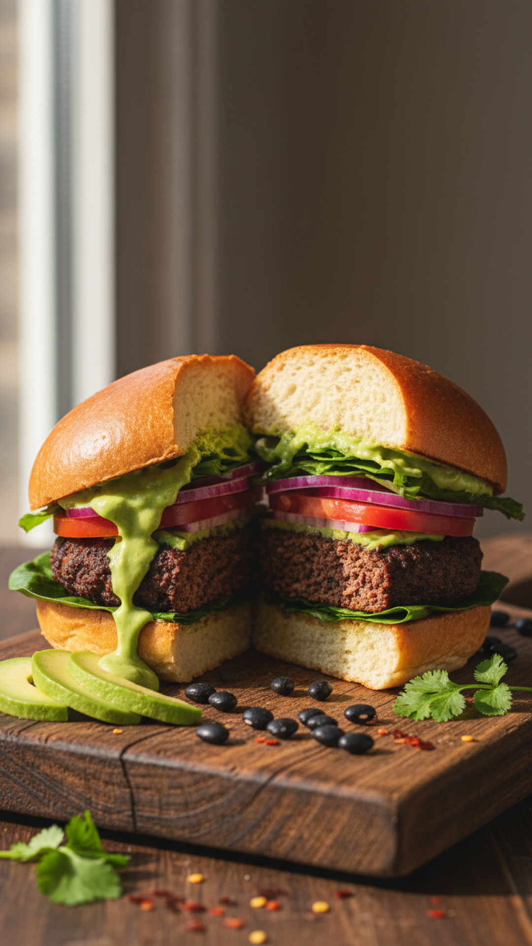 Würzige Schwarze Bohnen Burger mit Avocado Creme Preparation