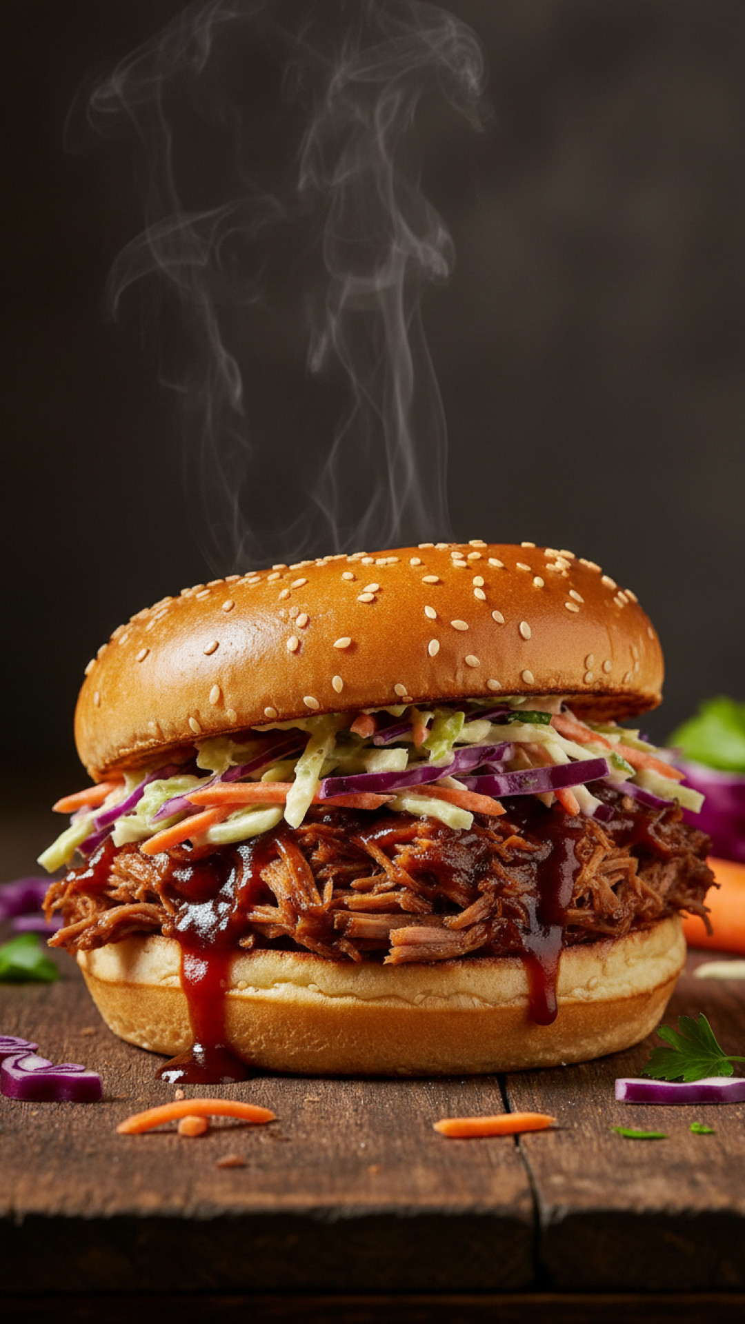 Zarter Selbstgemachter Pulled Beef Burger mit Coleslaw Preparation