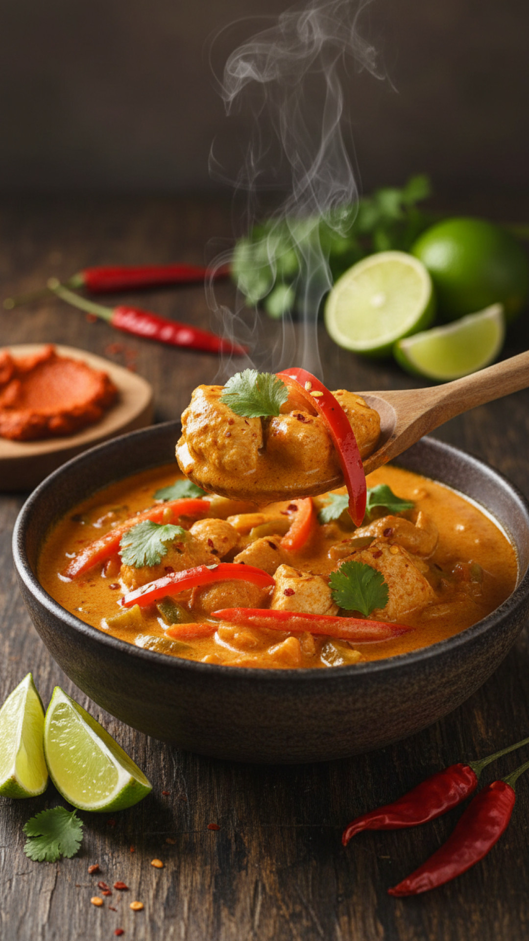 Zartes Hähnchen Curry mit Kokosmilch und Gemüse Preparation