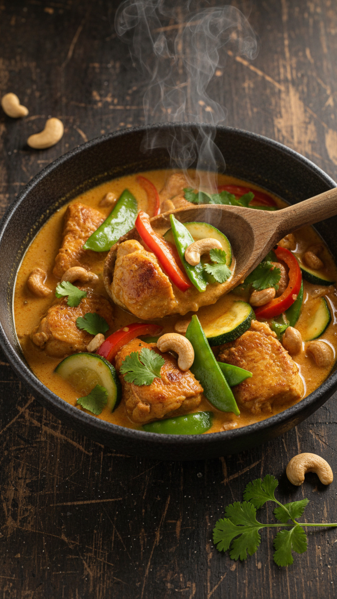 Zartes Hähnchencurry mit Kokosmilch und Gemüse Preparation