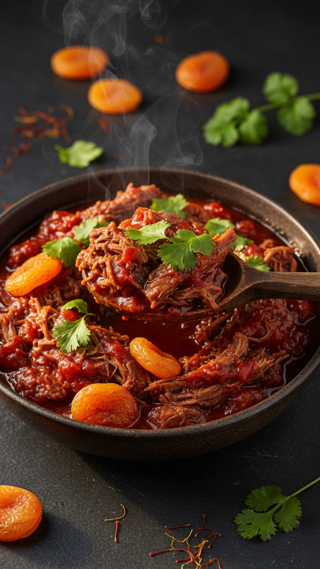 Zartes orientalisches Rindergulasch mit Aprikosen Preparation