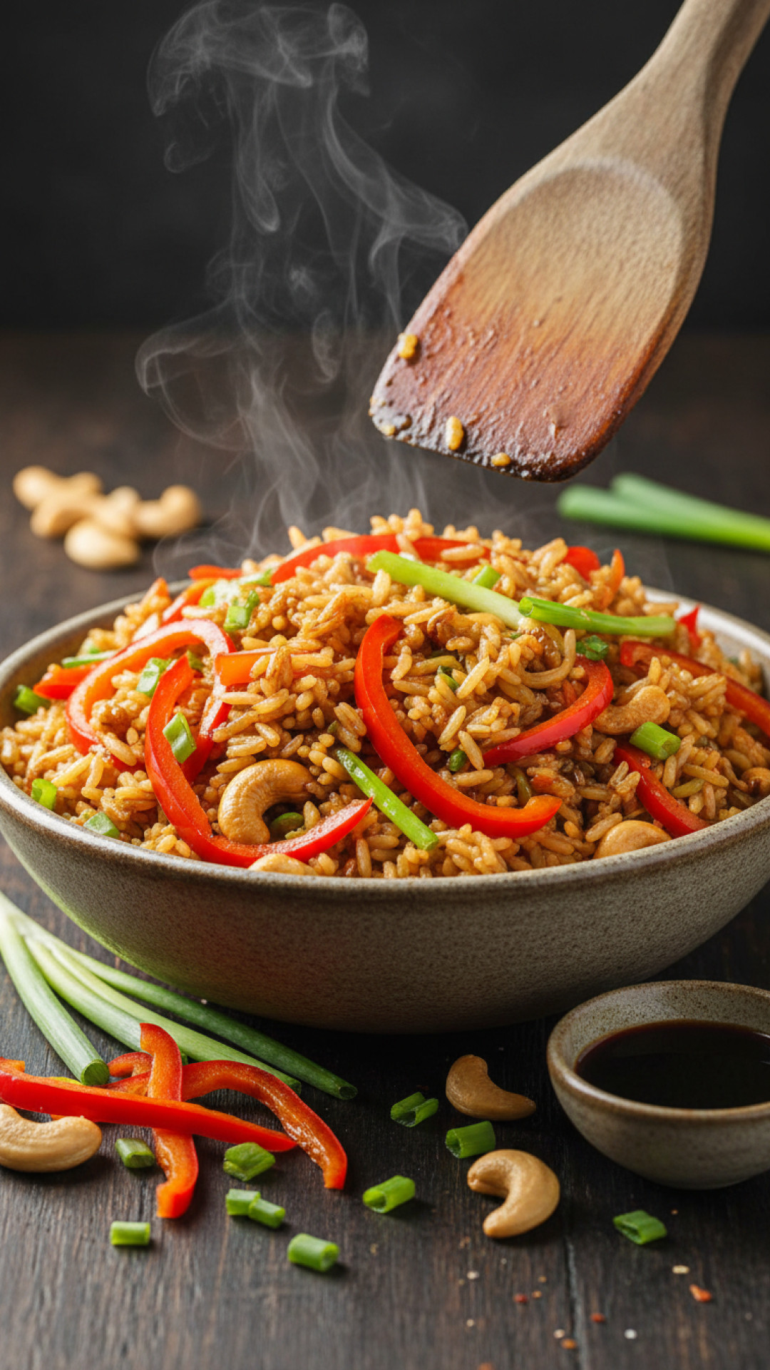 Asiatischer Gemüsereis aus dem Wok mit schneller Würzsauce Preparation