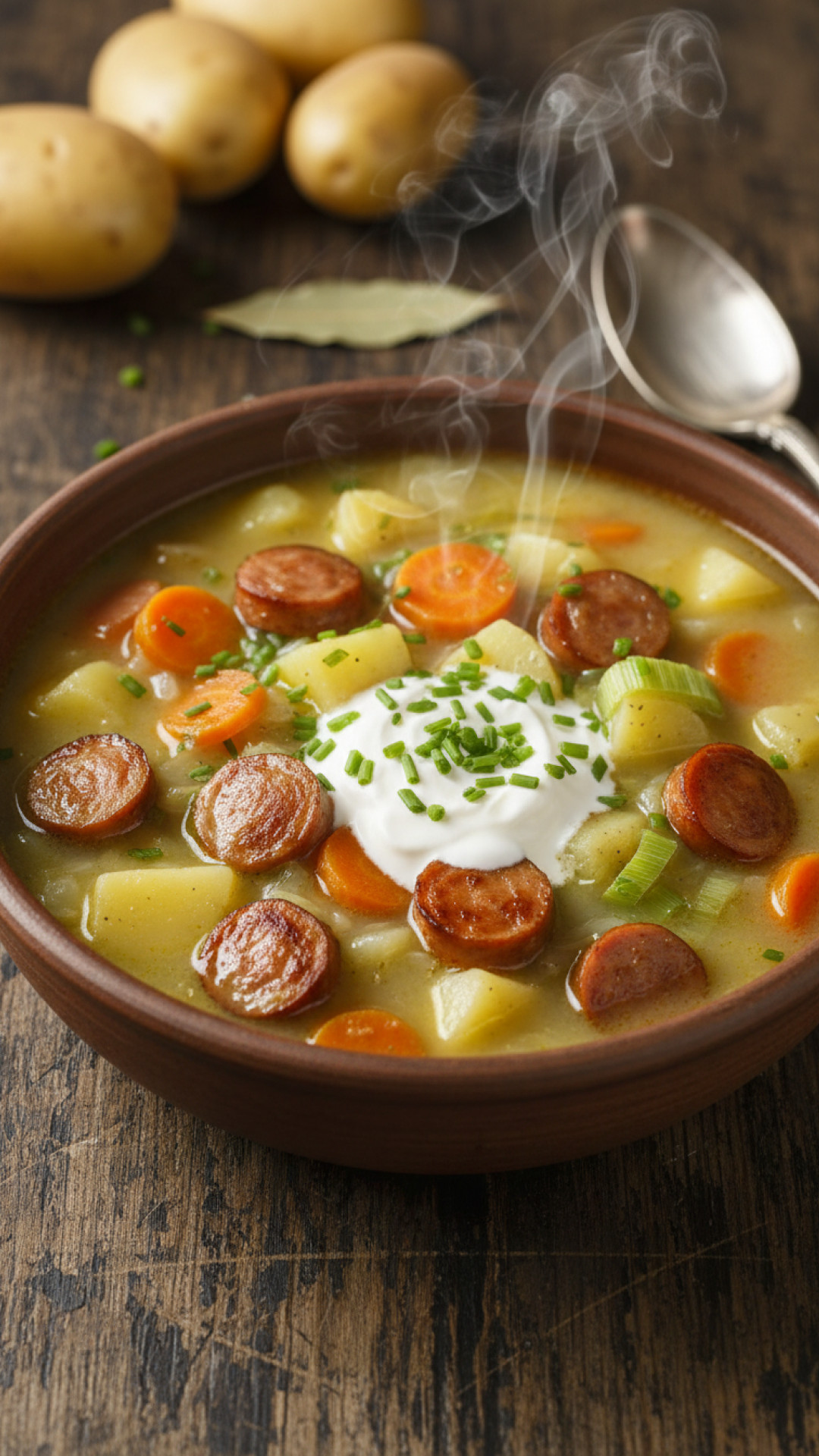 Deftige Kartoffelsuppe mit Wiener Würstchen (Alkoholfrei) Preparation